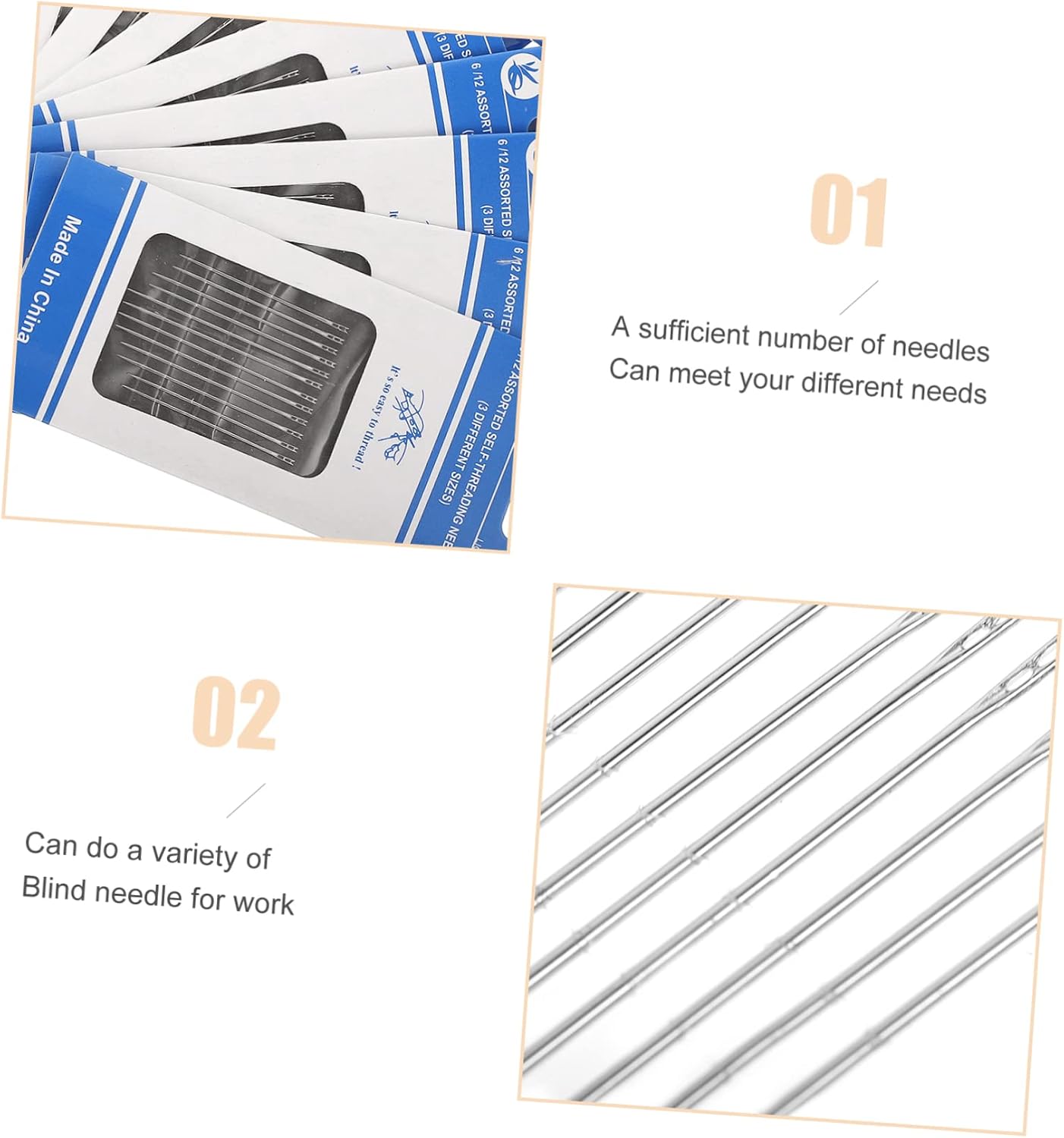 VILLFUL 120pcs Multi-Functional Sewing Needles for Home Use Durable Blind Needles with Easy Threading for Hand Sewing Quilting and Crafts Projects