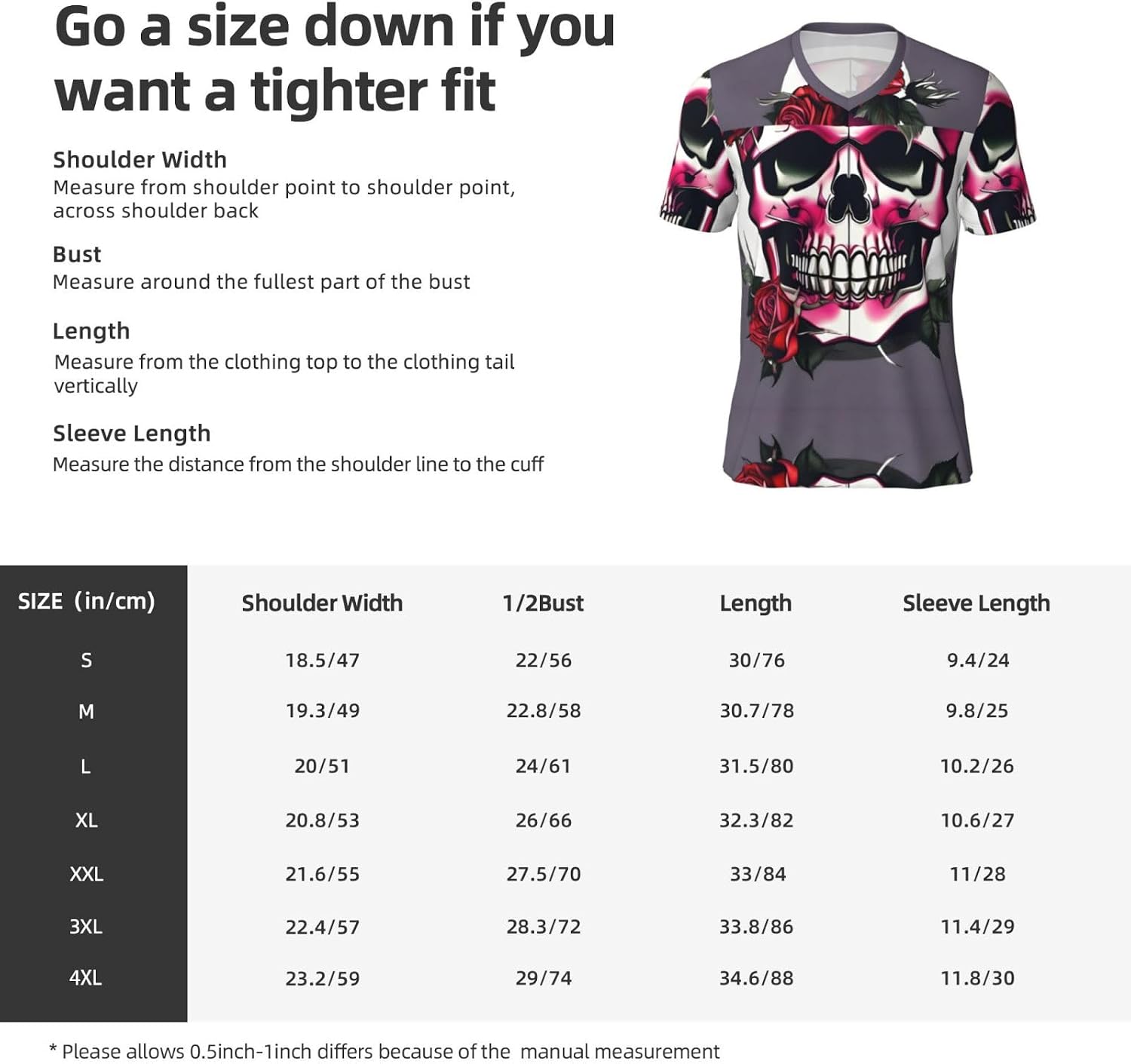 Rose Skull Rugby Football Jersey for Men, Comfortable V-Neck Loose Fit Top for Team Sports Athletics