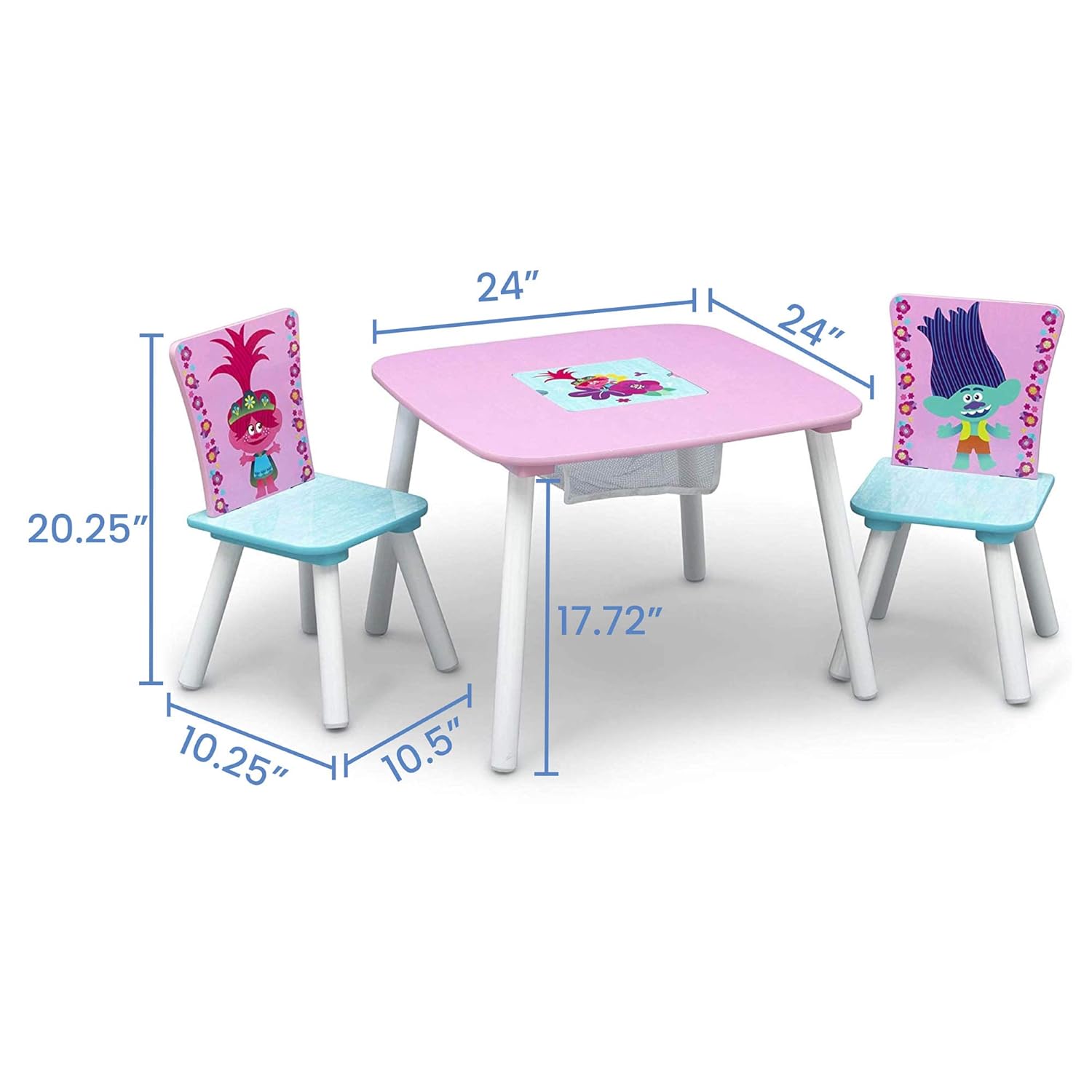 Gеt Chеар Prісе Delta Children Kids Table and Chair Set with Storage (2 Chairs Included) Plus Design & Store 6 Bin Toy Storage Organizer - Ideal for Arts & Crafts, Homeschooling, Homework & More, Trolls World Tour