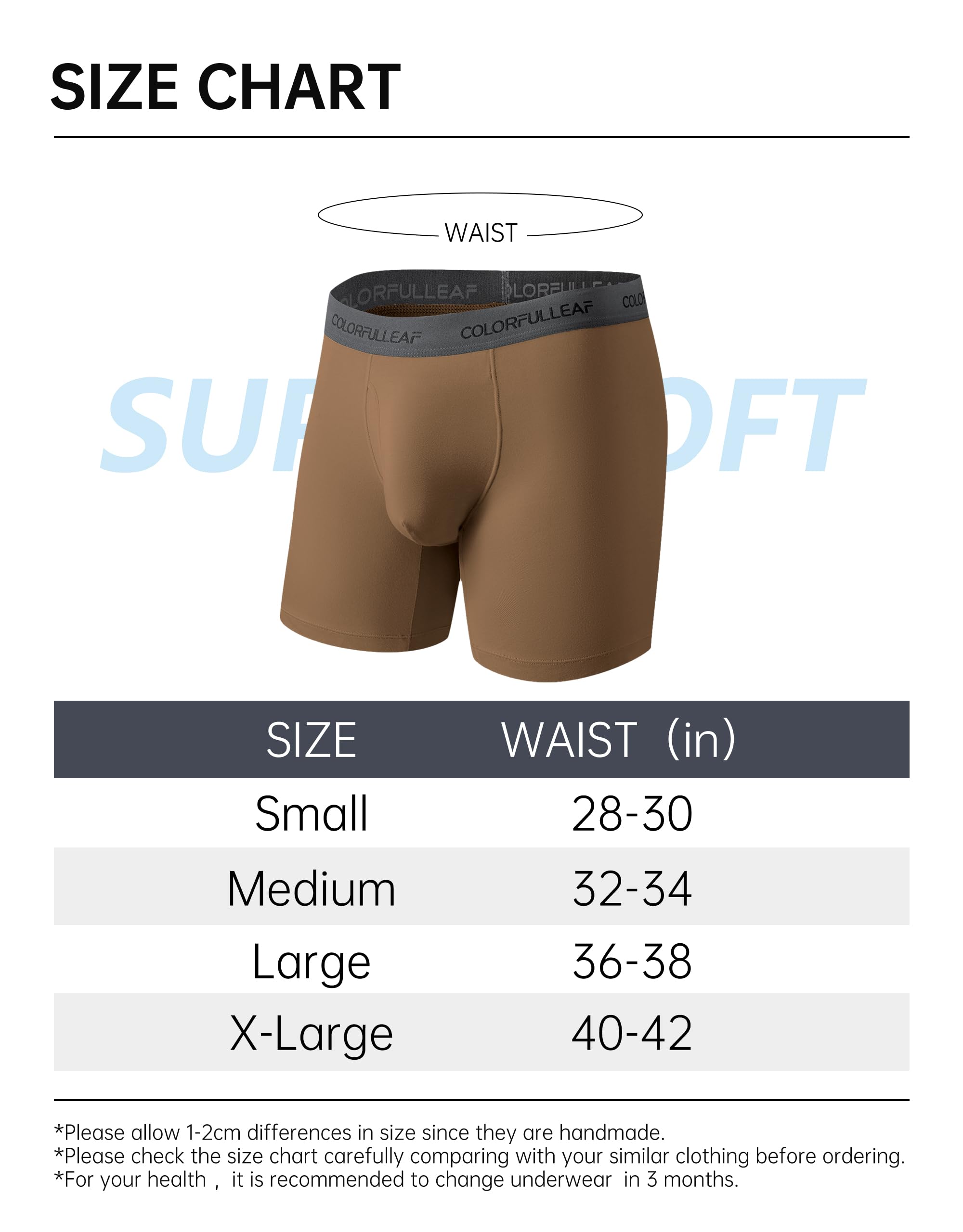 COLORFULLEAF Mens Underwear Soft Bamboo Rayon Boxer Briefs Breathable Open Fly Underwear Multipack