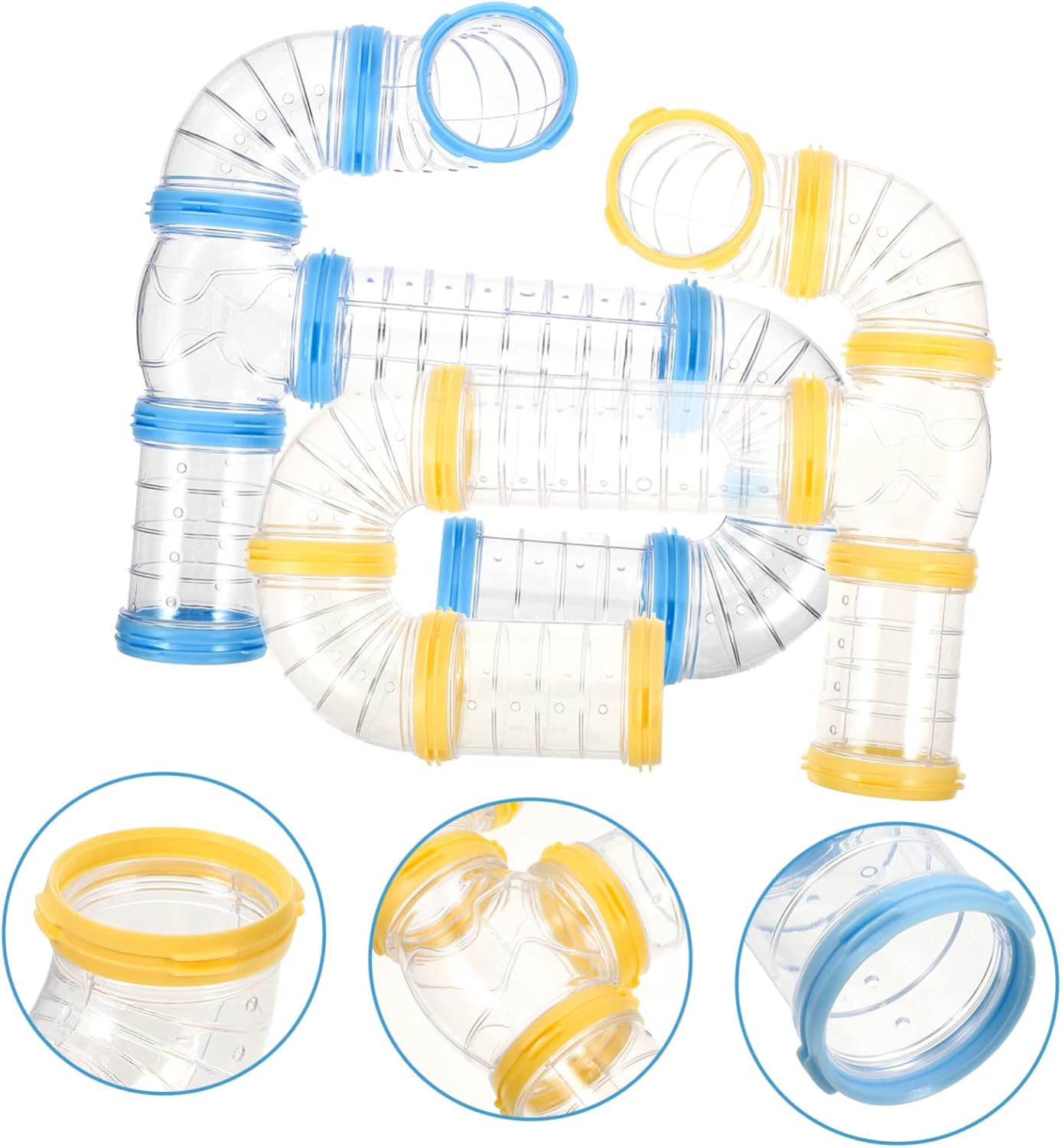 Happyyami 2sets DIY Hamster Clear Tube Tunnels Kit Transparent External Connecting Tunnels for Hamster Cage Accessories for Pets Exploration and Exercise