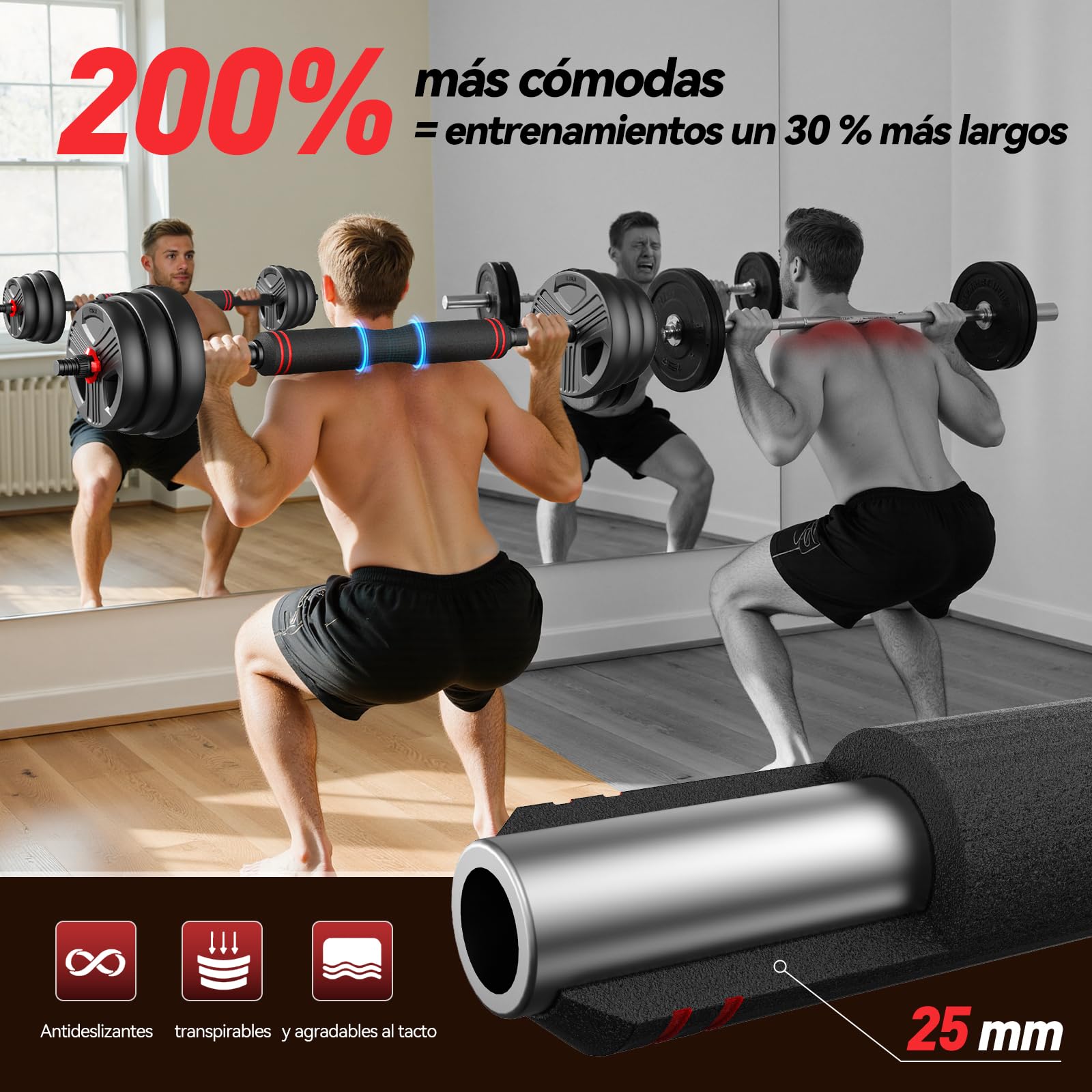FEIERDUN 10kg-40kg Juego de Pesas y Mancuernas Ajustables, Kit Pesas 5 en 1 con Barra, Pesas Rusas y Soportes Para Flexiones, Equipo de Entrenamiento Progresivo para Toda la Familia