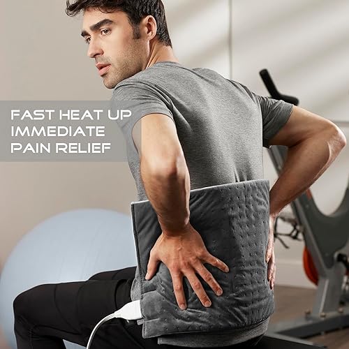 Miniatura 5 de Boncare® Control digital LCD de 12 x 24 pulgadas, almohadilla térmica para aliviar el dolor de espalda y calambres con apagado automático, tamaño