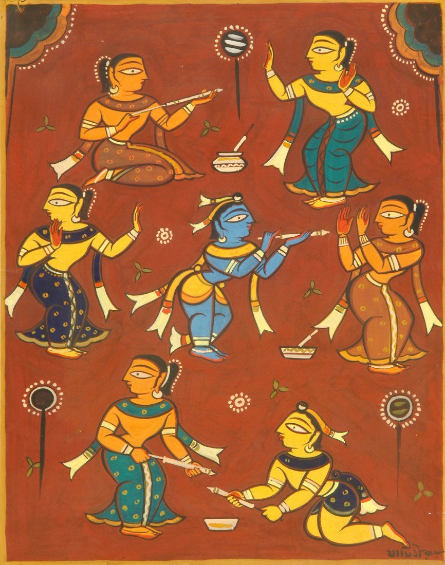 Krishna And Gopis by Jamini Roy Lord Krishna Collection Small Size