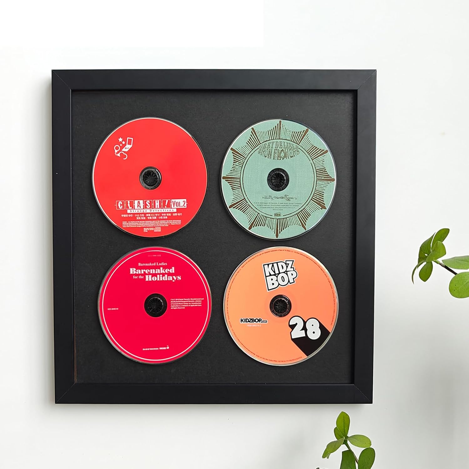 Wall record rack,Music album box,CD music box,CD case solid wood frame.Black Frame 13" x 13" Music Frame Display Case with for 4 5.5"x5.5" album cover sleeves or 12"x12" vinyl record