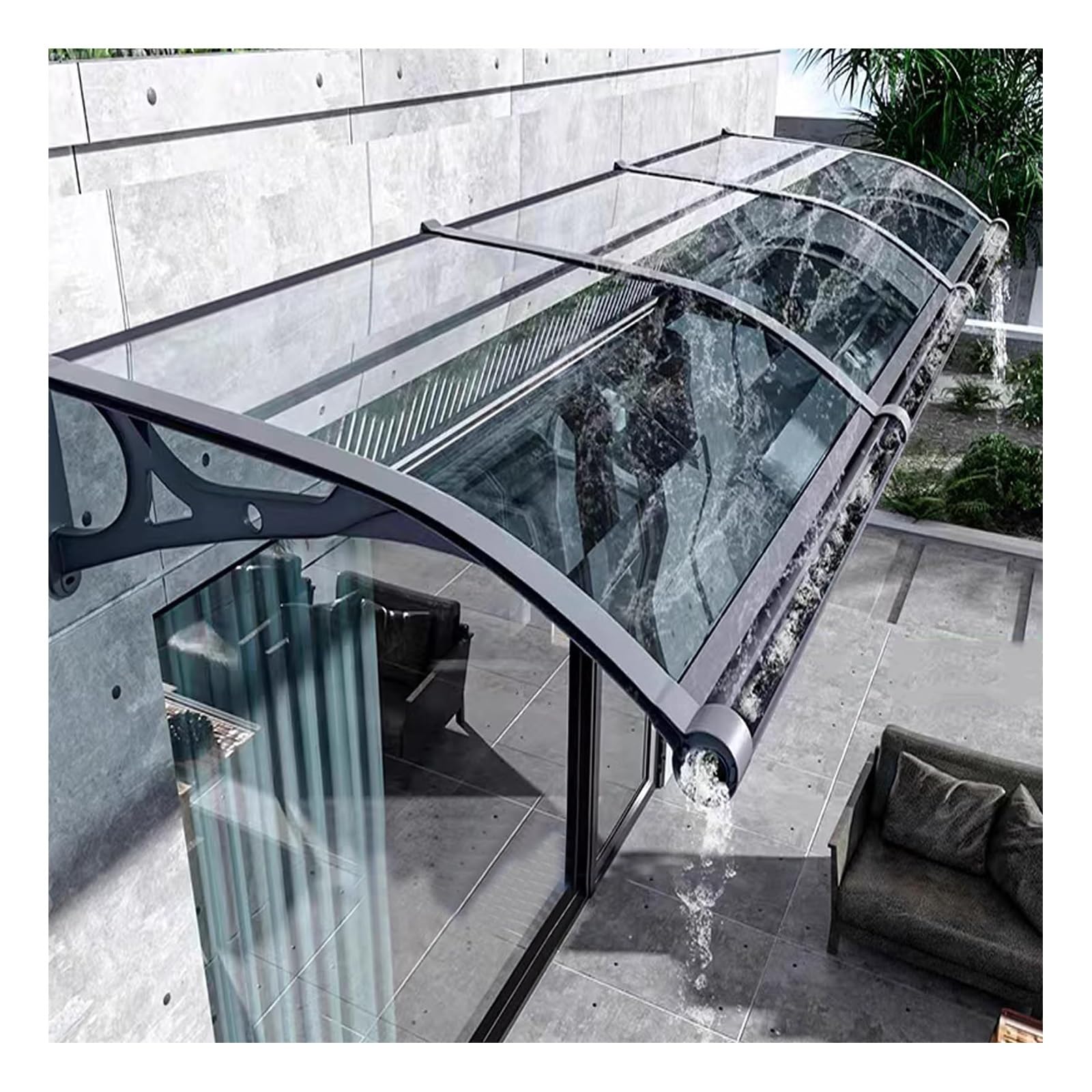 Auvent transparent protection solaire et pluie pour l'entrée de maison