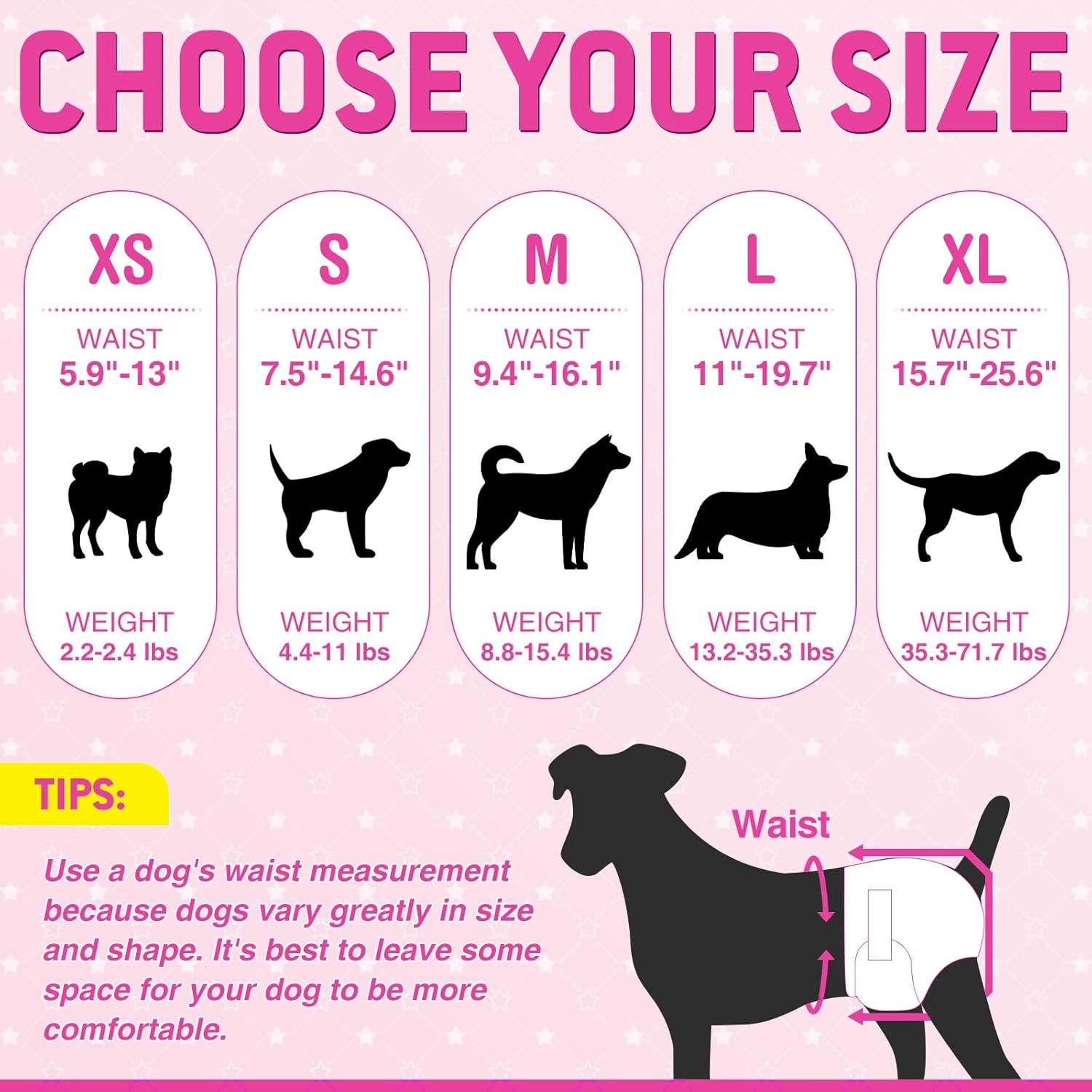 Ambreview 50 PCS Dog Diapers Female, Ultra-Absorbent Puppy Diapers for Female Dogs with Stretchy Waist, Pull Up Doggie Diaper for Heat/Excitable Urination/Urinary Incontinence for Senior Dog (M)