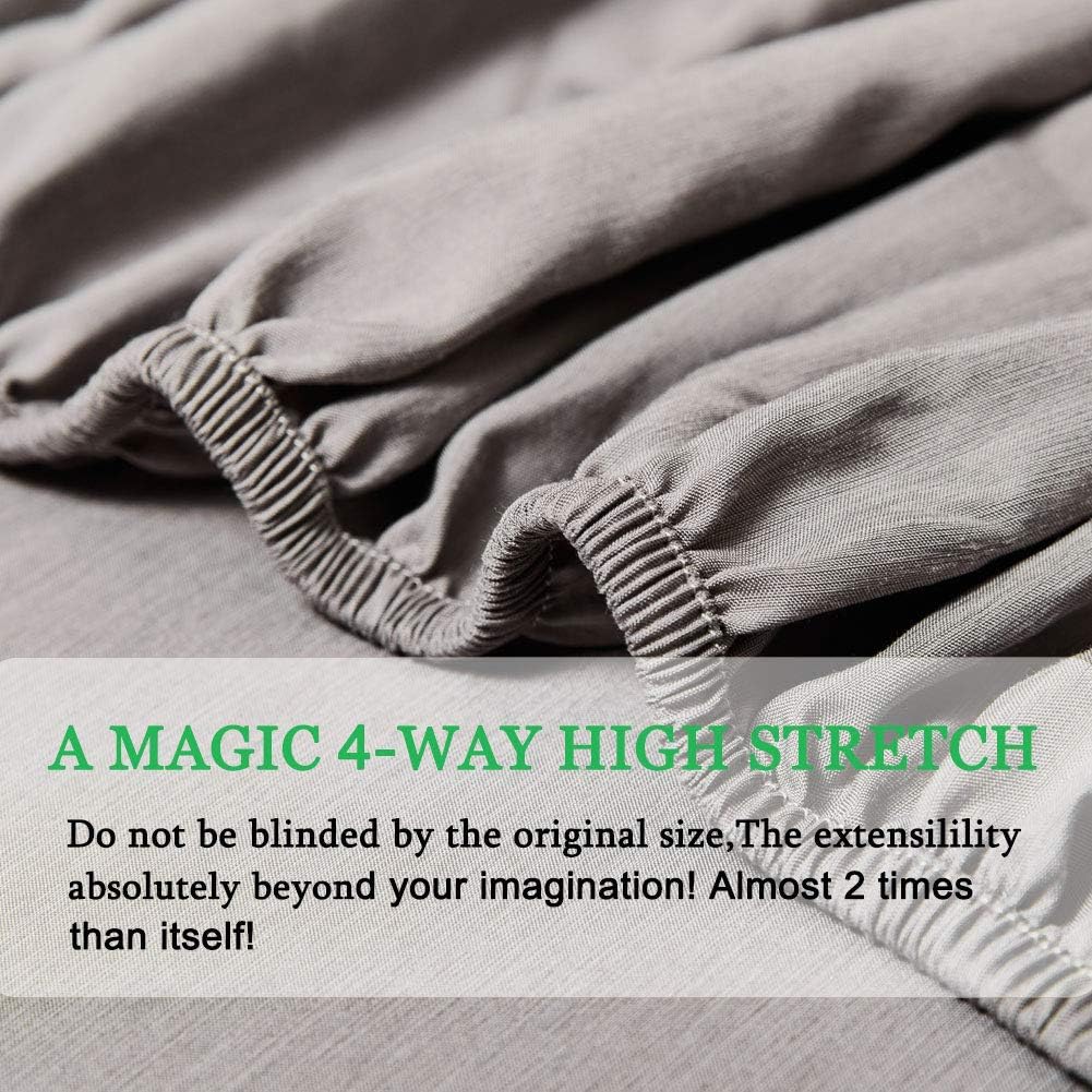 SONORO KATE Bed Sheet Set Bamboo Sheets Deep Pockets 16" Eco Friendly Wrinkle Free Sheets Hotel Bedding Machine Washable Silky Soft (Grey, Queen)