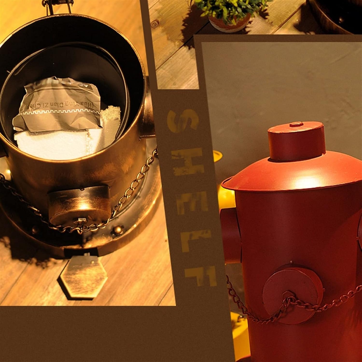 Trash Can Industrial Outdoor Dustbins with Inner Buckets Fire Hydrant Shape Trash Can Waste Recycling Bins for Commercial Use Dustbins (Color : Yellow Size : 26 * 39cm) (Red 26 * 39cm) (Red 26*39cm)