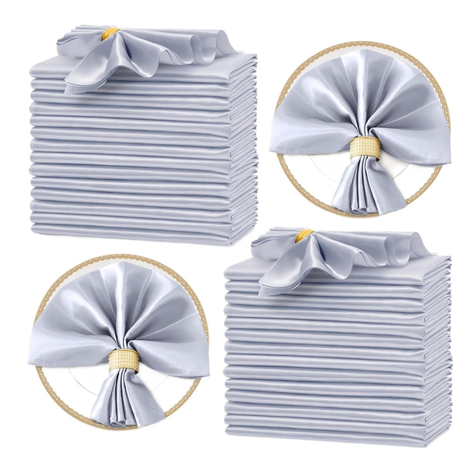 Servilletas de satén para la Mesa, Servilletas De Satén Multicolor 30x30cm Cuadradas Paquete 60