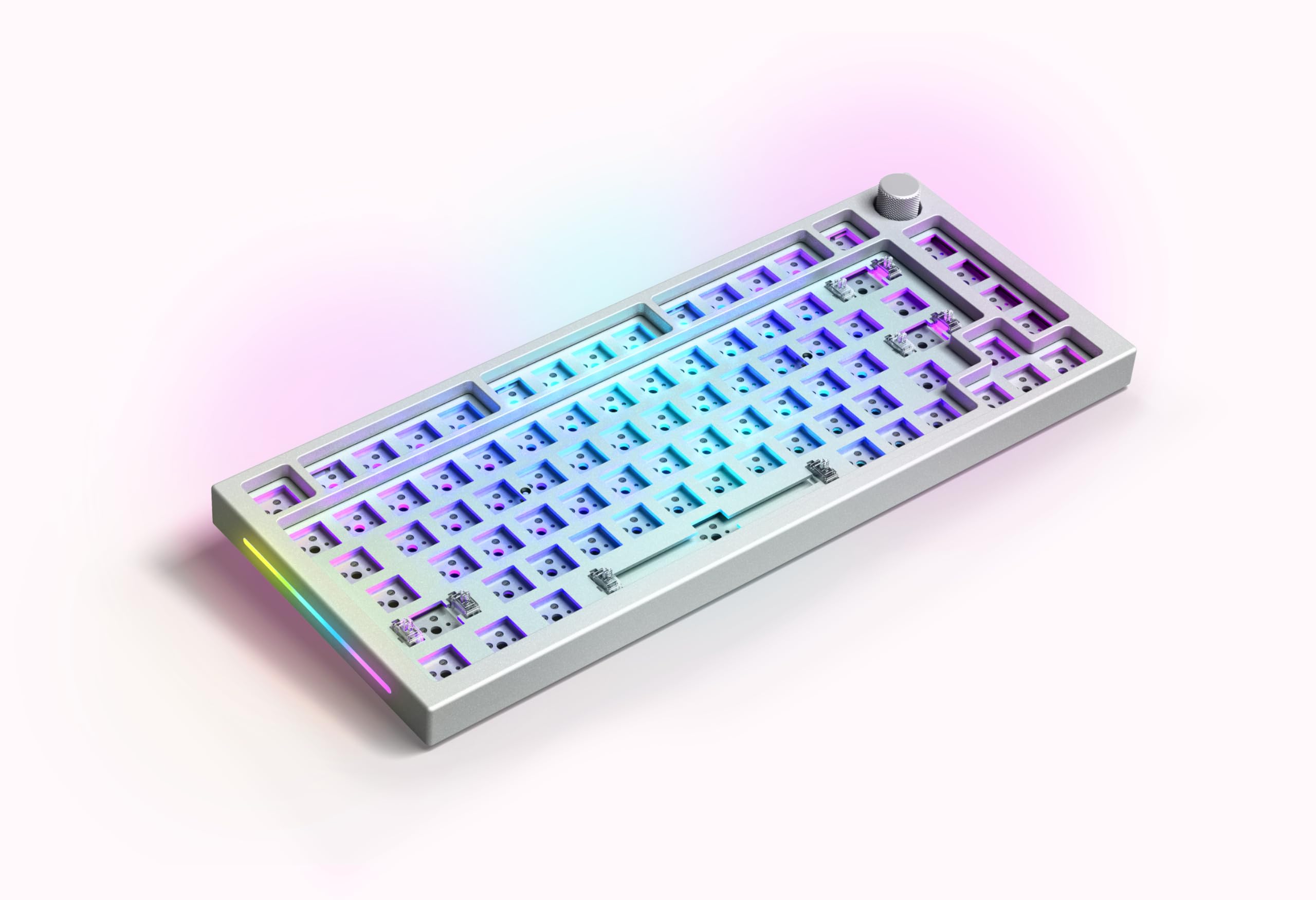 GLORIOUS Gaming GMMK PRO 75% Barebones (tylko obudowa) – modułowa, gamingowa klawiatura mechaniczna, TKL, obudowa 1,5 kg, konfigurowalna, przełączników z 5 bolcami, układ międzynarodowy/ISO - Biały