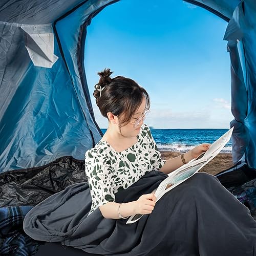 Miniatura 7 de REDCAMP Forro polar para saco de dormir Mummy con capucha, ideal para adultos, clima cálido o frío, 90 pulgadas de largo, tamaño completo, con