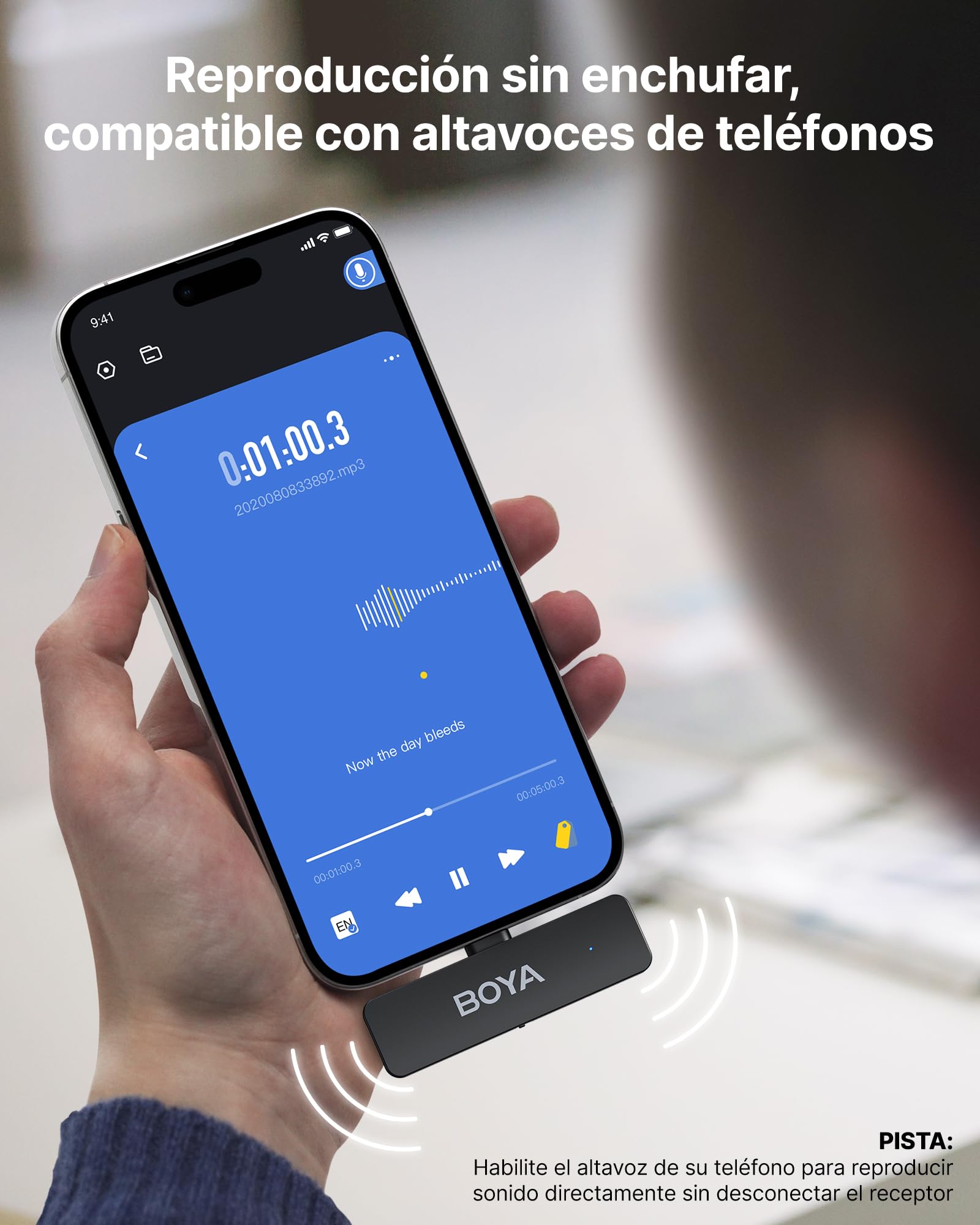 BOYA BY-V4U Micrófono de Solapa inalámbrico para iPhone 15/16 Series, Android, Tipo C con Estuche de Carga, 4 Canales, micrófono inalámbrico omnidireccional, cancelación de Ruido, 48kHz/16Bits, 200m