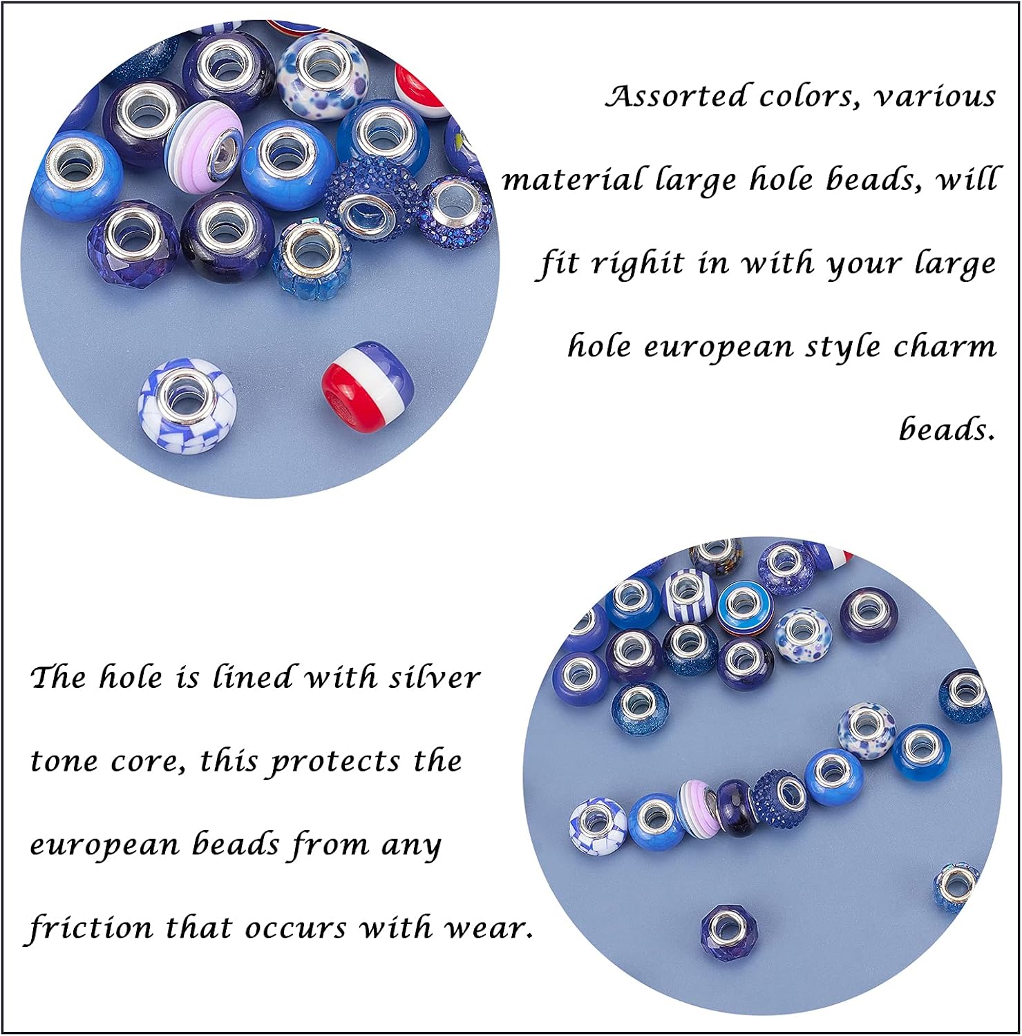 NBEADS 54 Pcs Mixed Style and Colors Rhinestone European Beads - Image 5