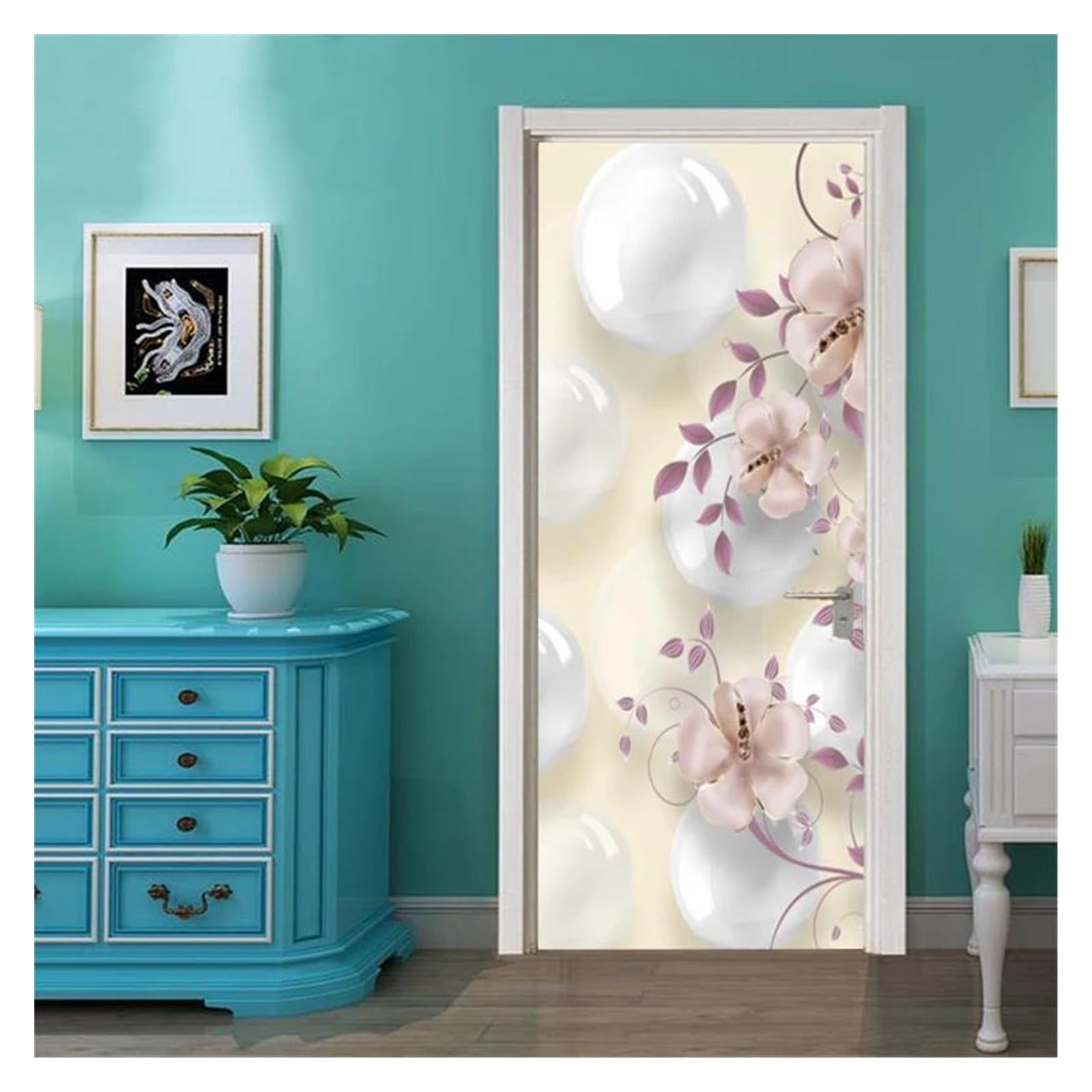 Papier peint d'entrée autocollant fleurs 3D pour illuminer le couloir de maison