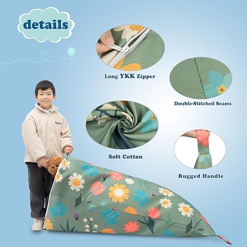 Miniatura 5 de LOLOMLO Funda para puf de almacenamiento de animales de peluche, 52 x 31 pulgadas, puf extra grande con cremallera YKK, sofá de asiento sentado para