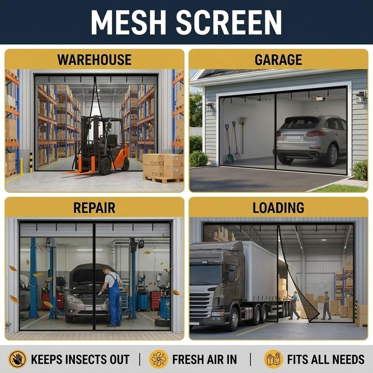 Rideau Moustiquaire Magnétique pour Garage, sans Perçage | Moustiquaire Aimantée Porte Fenêtre en Fibre de Verre, Moustiquaire Chat avec Fermeture Automatique(Blanc,488x274cm)