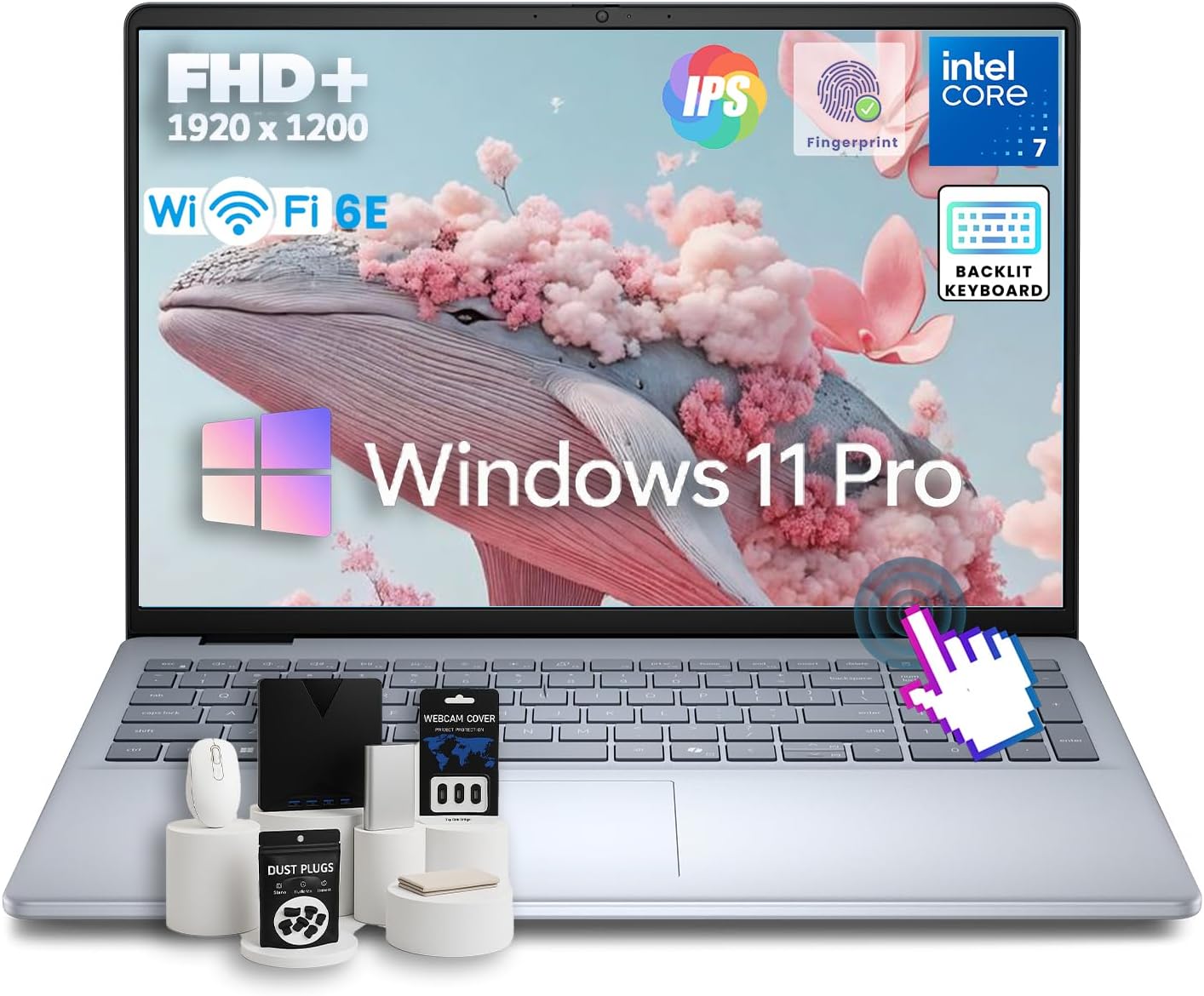 Dell 16 Blazing-Fast Laptop | Intel 7-150U (10-Core) | 16″ FHD+ WVA Touchscreen | Win11 pro | Wi-Fi 6E | Backlit KB | Fingerprint Reader | Copilot Key | Accessories | 32 GB DDR5 | 1TB SSD