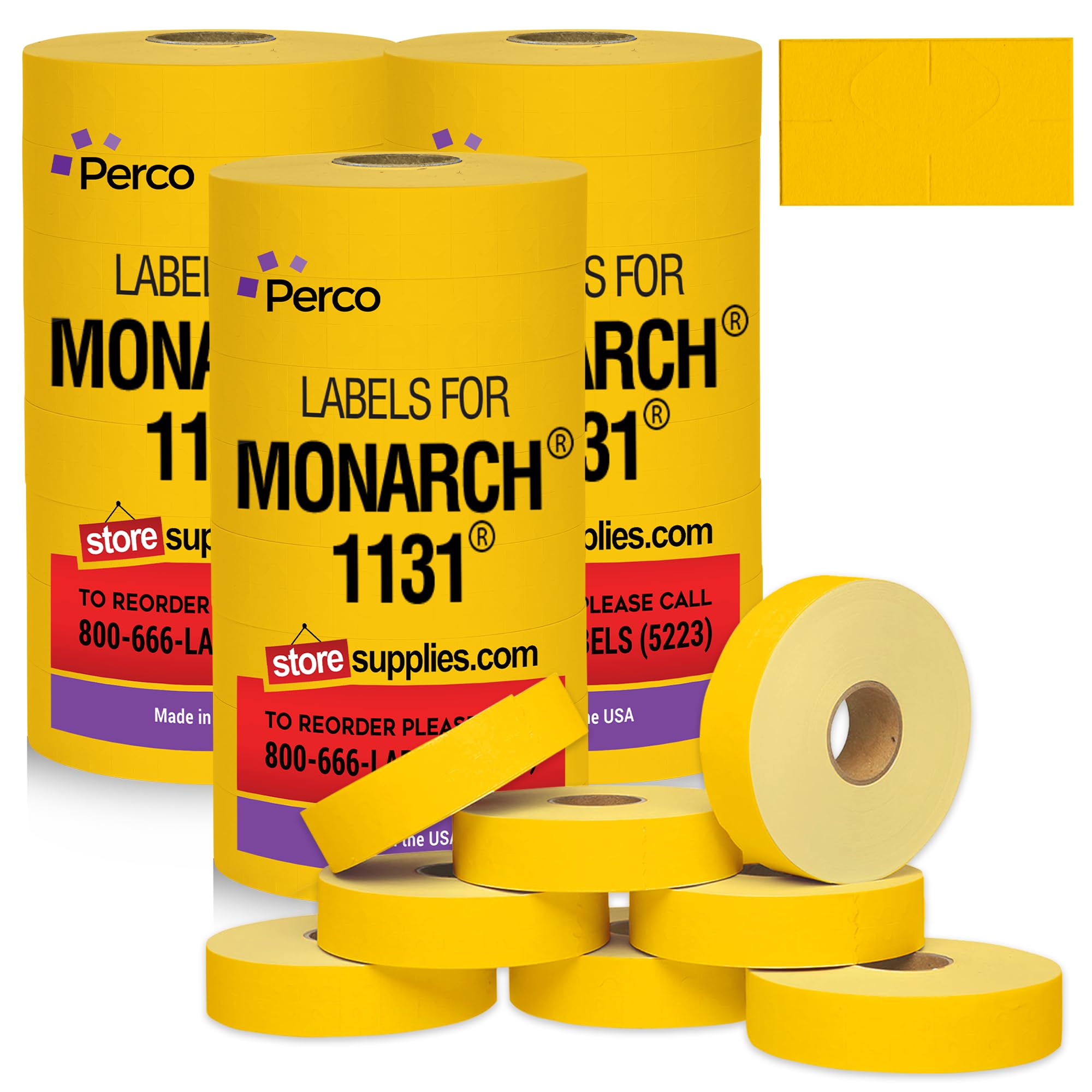 Lot de 24 rouleaux de 60 000 étiquettes de prix Jaune pour pistolet à prix Monarch 1131