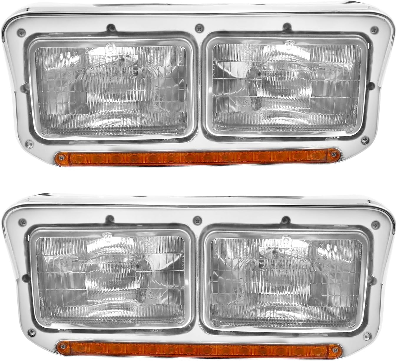 Headlights Assembly Fit for Kenworth T400 T600 T800 W900 K100 C500, Peterbilt 378 379, Western Star 4900 (with LED DRL)
