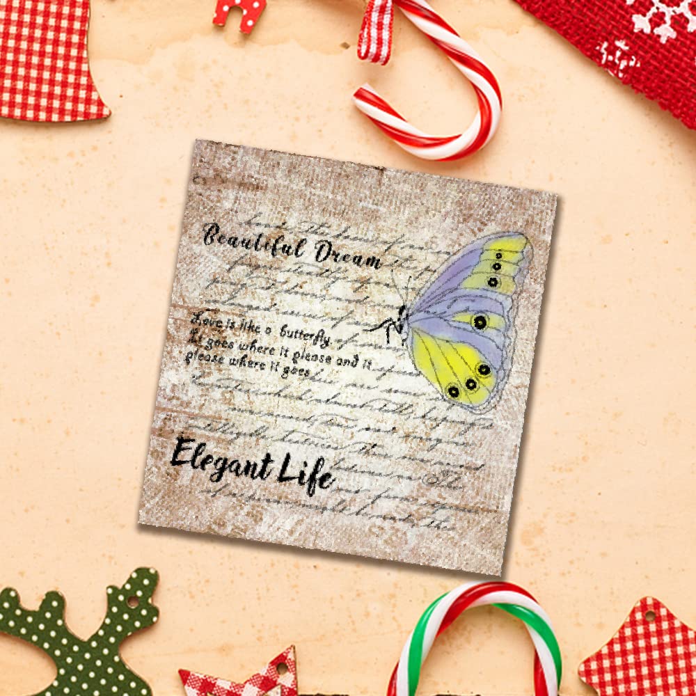 Butterfly Words Background Clear Stamps - Retro Rubber Stamps For Card Making, Journaling, DIY Crafts - View #8