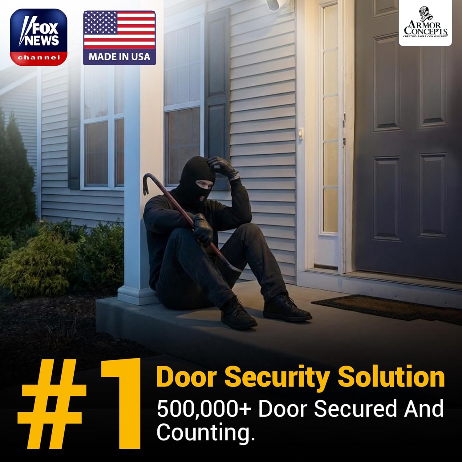 Door Armor MINI 3-Piece Door Reinforcement Kit – Door Jamb & Frame Security Plate for Anti Kick-in Protection, Front Door Security Device, Deadbolt Reinforcement Plate, Made in USA (Satin Nickel)
