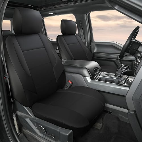 GIANT PANDA Funda de asiento delantero de automóvil para Ford F150, fundas de asiento de cubo de cuero personalizadas para Ford F250 F350 (negro)