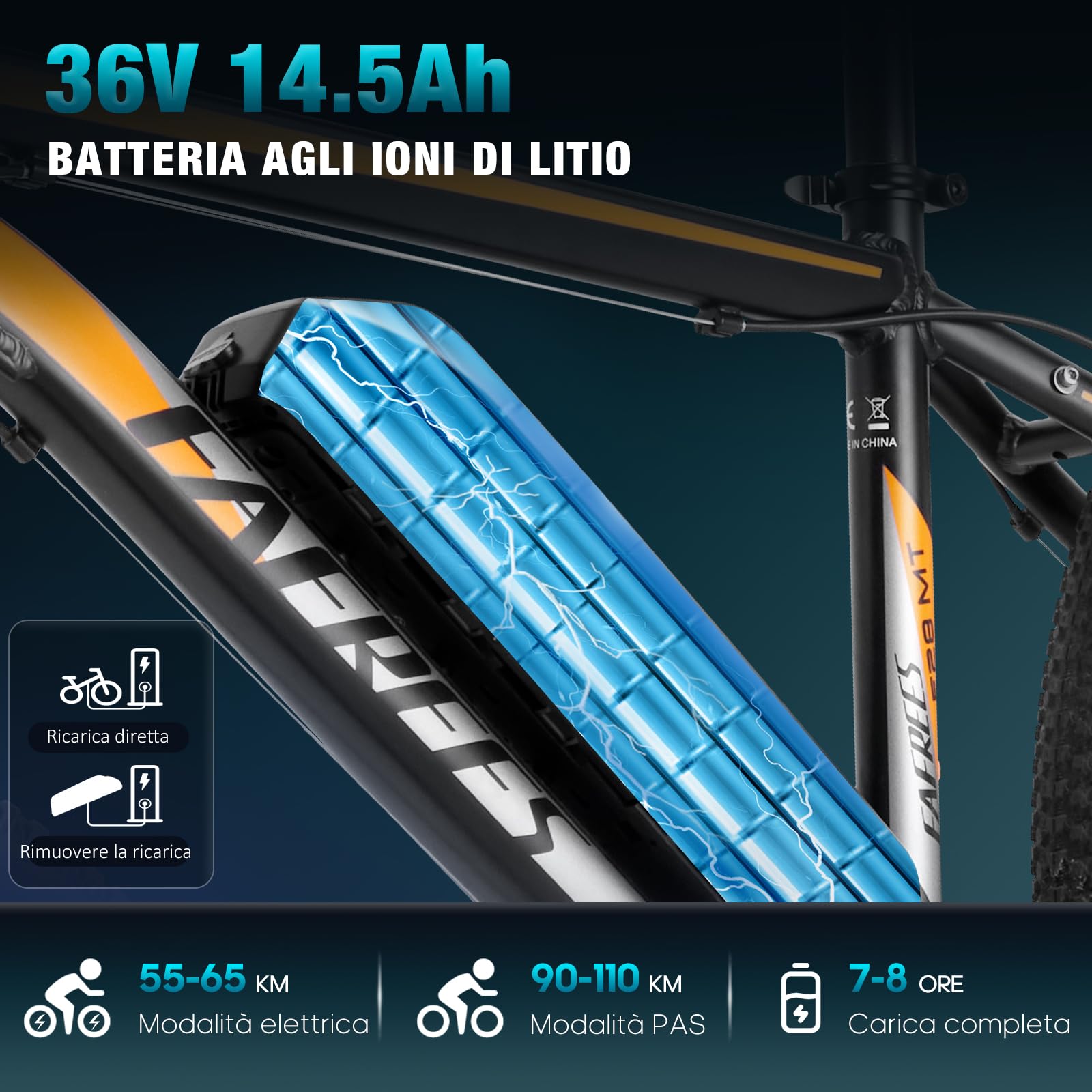 Fafrees Bici Elettrica Uomo Donna, 36V 14.5Ah Bicicletta Elettrica 27.5 Pollici, 250W Ebike MTB con 21 Velocità, Pedalata Assistita 100KM, F28 MT 2024 Nero