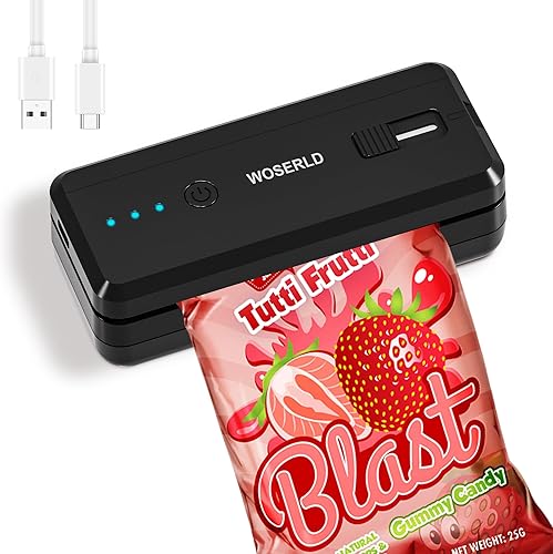 Mini sellador de bolsas 2 en 1 sellador térmico y cortador sellador de bolsas de chips recargable sellador de máquina sellador portátil con batería
