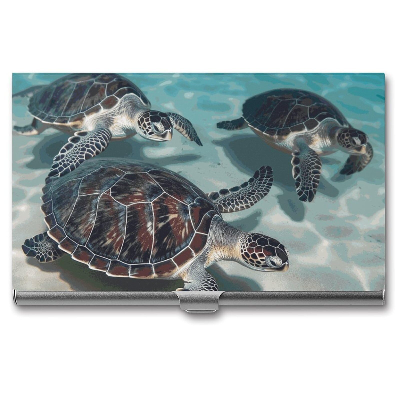 JTREHY Sea Turtles Business Card Case Convenient to Carry Business Card Dispenser Durable Not Prone to Wear And Tear Business Card Holder for Men & Women