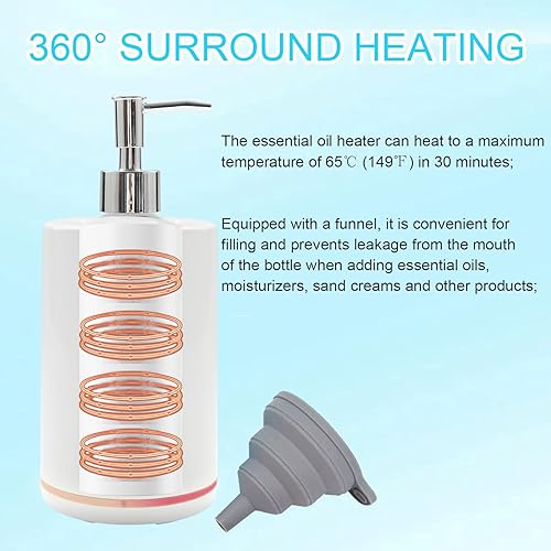 Miniatura 4 de Calentador de aceite de masaje con dos dispensadores de botellas de aceite, calentador dispensador de calentador de botellas de loción, con lámpara