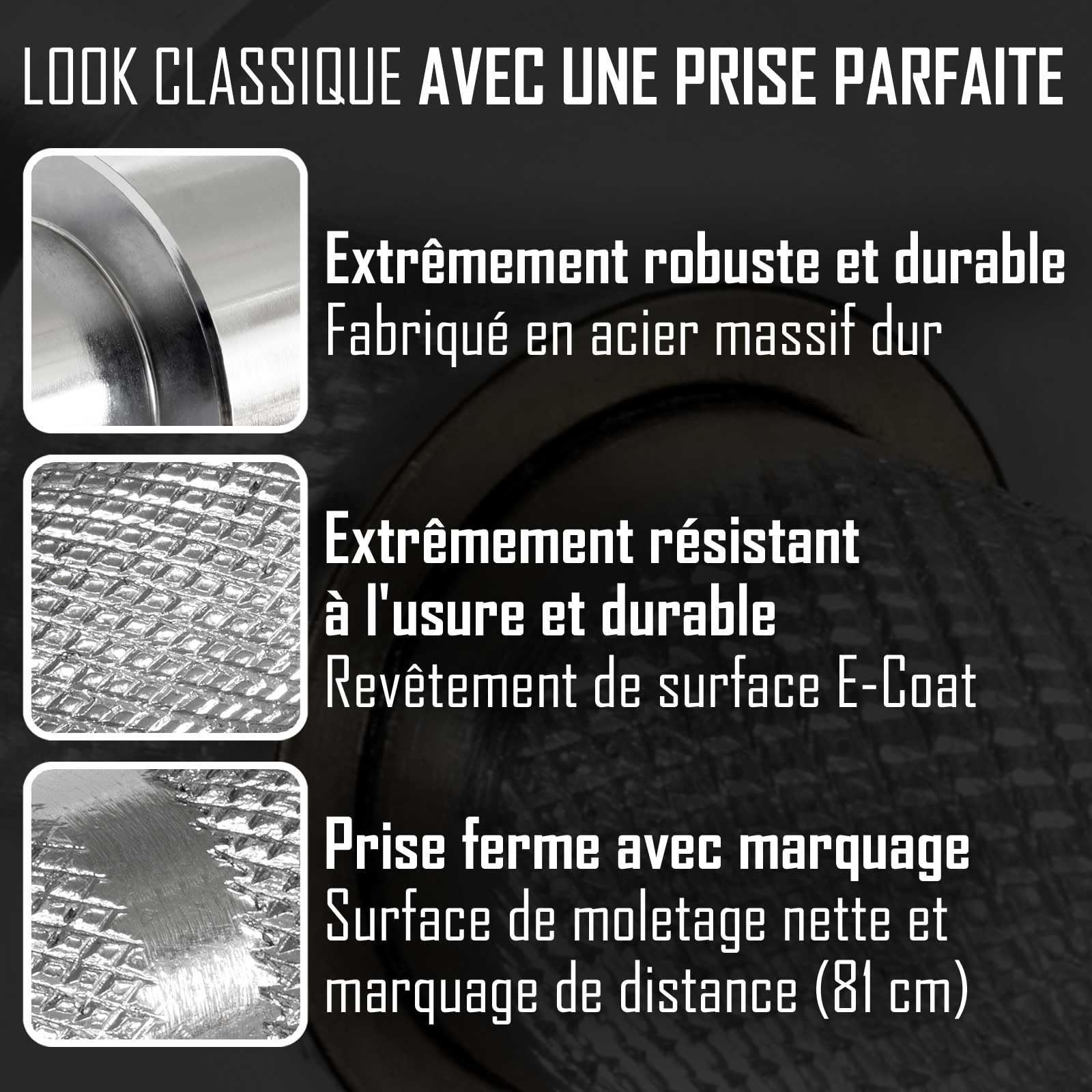 Strength Shop barre olympique 20kg 220cm de long & 29mm ⌀, barre musculation en acier avec prise de disques 50mm et moletage agressif, parfaite comme barbell pour squats, soulevé de terre & plus.