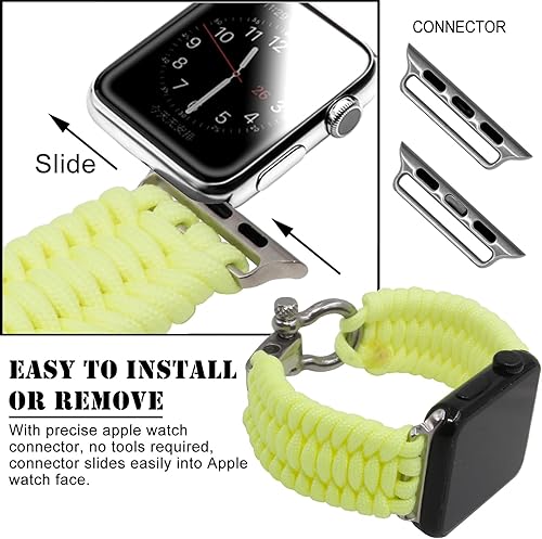 Miniatura 3 de Savior Survival Gear Apple Watch Band de 1.496 pulgadas de repuesto para reloj de supervivencia con grillete ajustable de acero inoxidable (550