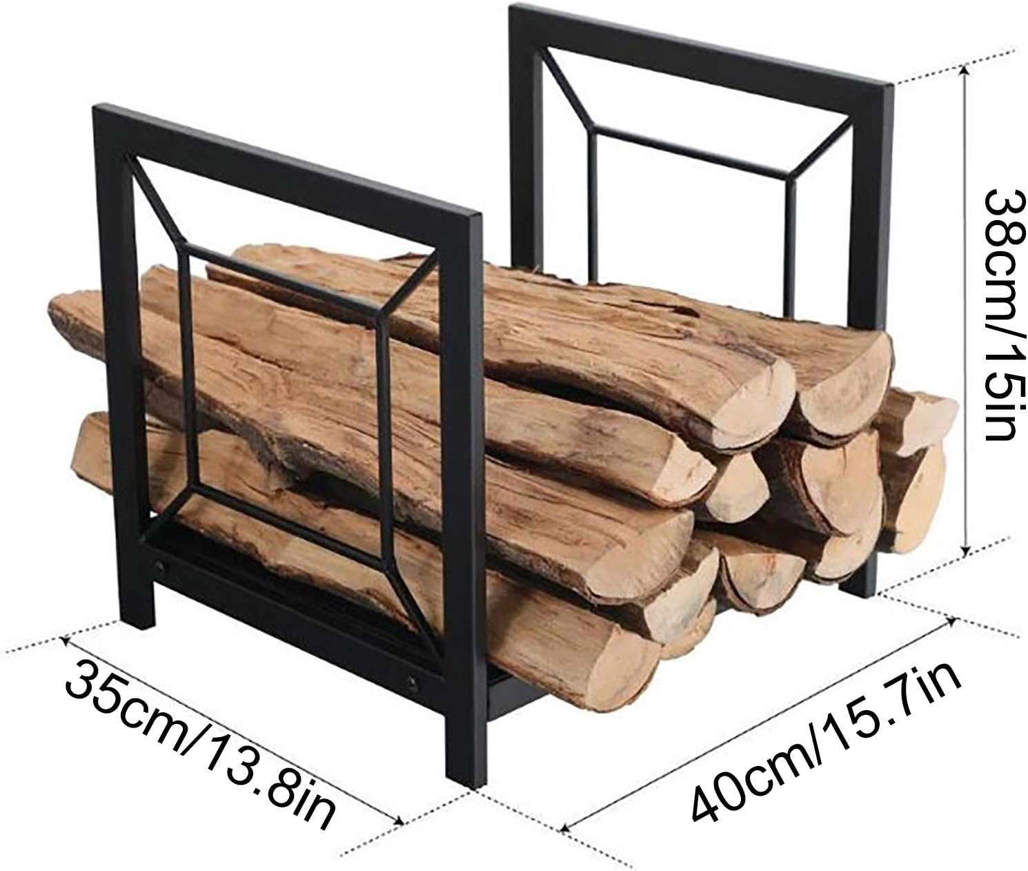 Firewood Rack Small 16inch Inside/Outdoor/Fire Pit Firewood Rack Holder, Fireplace Log Holder Carrier, Portable Metal Kindling Logs Storage Stand,