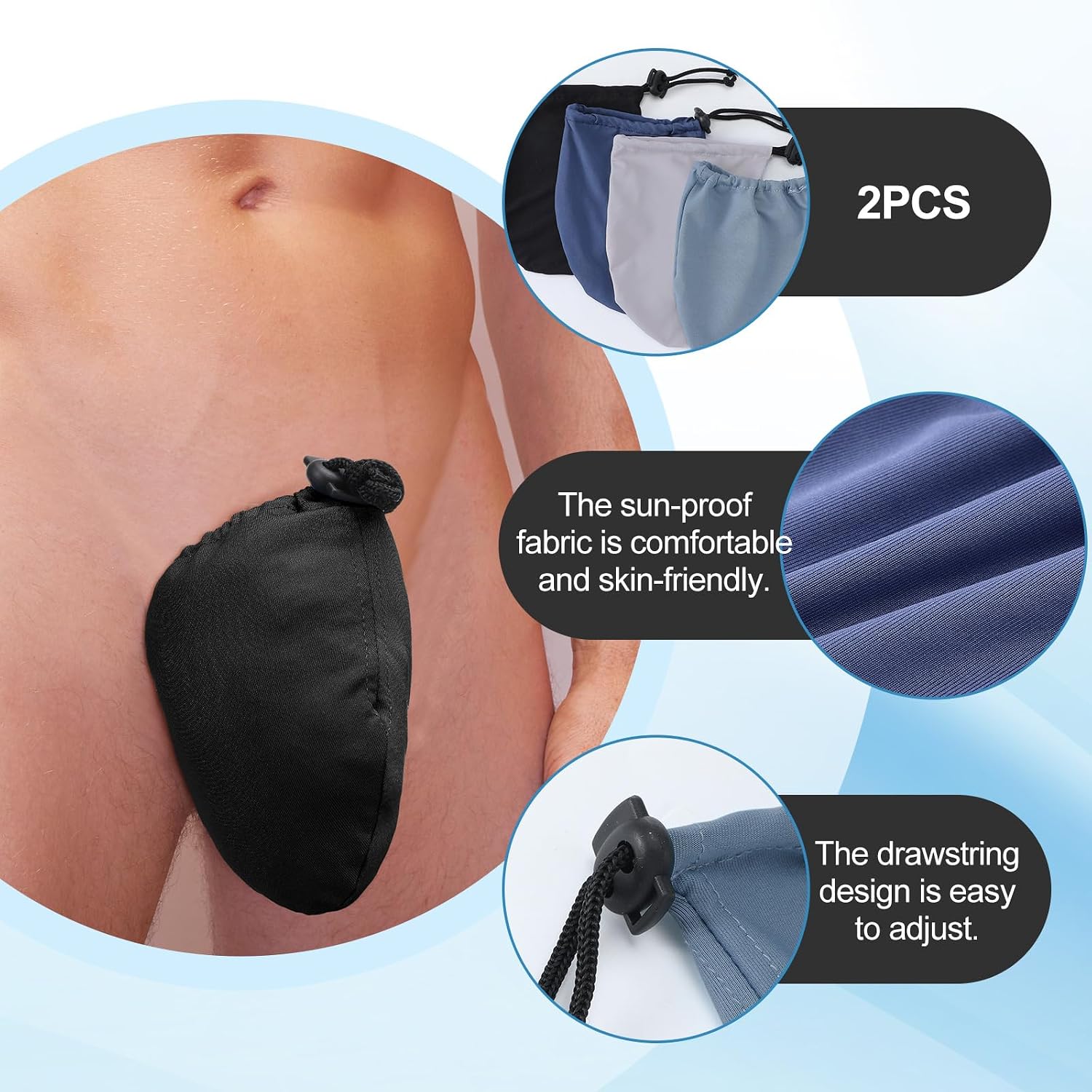 Dansydaisy 4 Pcs Men's Tanning Pouch Sun Protection, Tanning Cover for Men (Simple,Dark)
