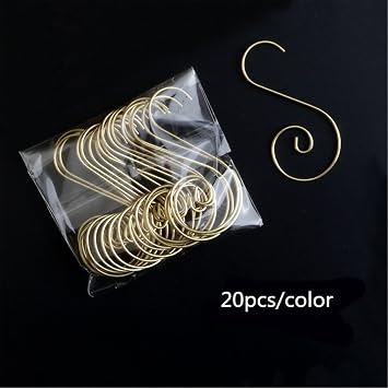 Ornament Hooks- 80 Pcs S-Shaped Christmas Ornament Hooks Hangers Red Green Gold Silver Metal Hooks for Christmas Tree Decorations