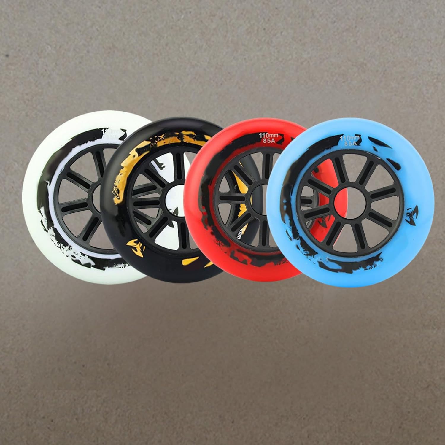 Roues de Rechange pour Patins à Roues alignées 90 mm/100 mm/110 mm, dureté 85A, Roues en PU sans roulements, Lot de 8, Bleu, 90 mm