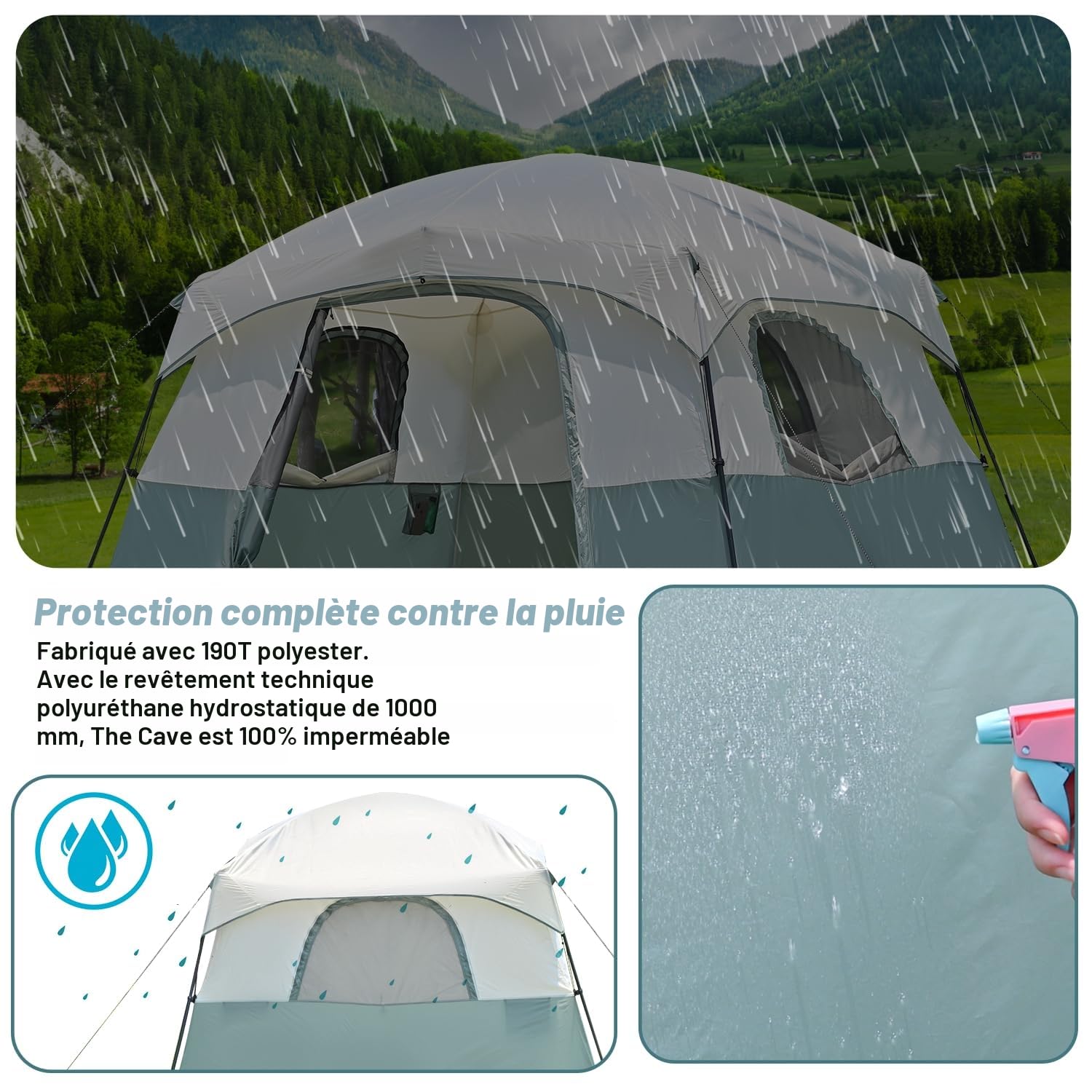 Tentes de Camping, randonnée et randonnée à Dos pour 4 Personnes/6 Personnes/8 personnes/10 Personnes en dôme avec Tente Incluse pour Accessoires extérieurs