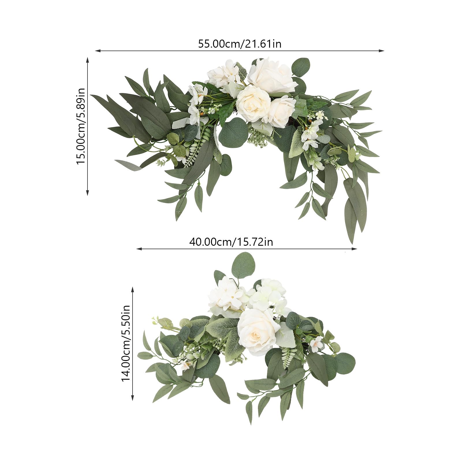 PACKOVE Künstlicher Blumenbogen aus Stoff in Weiß mit Langlebiger und Pflegeleichter Blumengirlande zur Dekoration für Hochzeitsbögen und Empfangsszenen