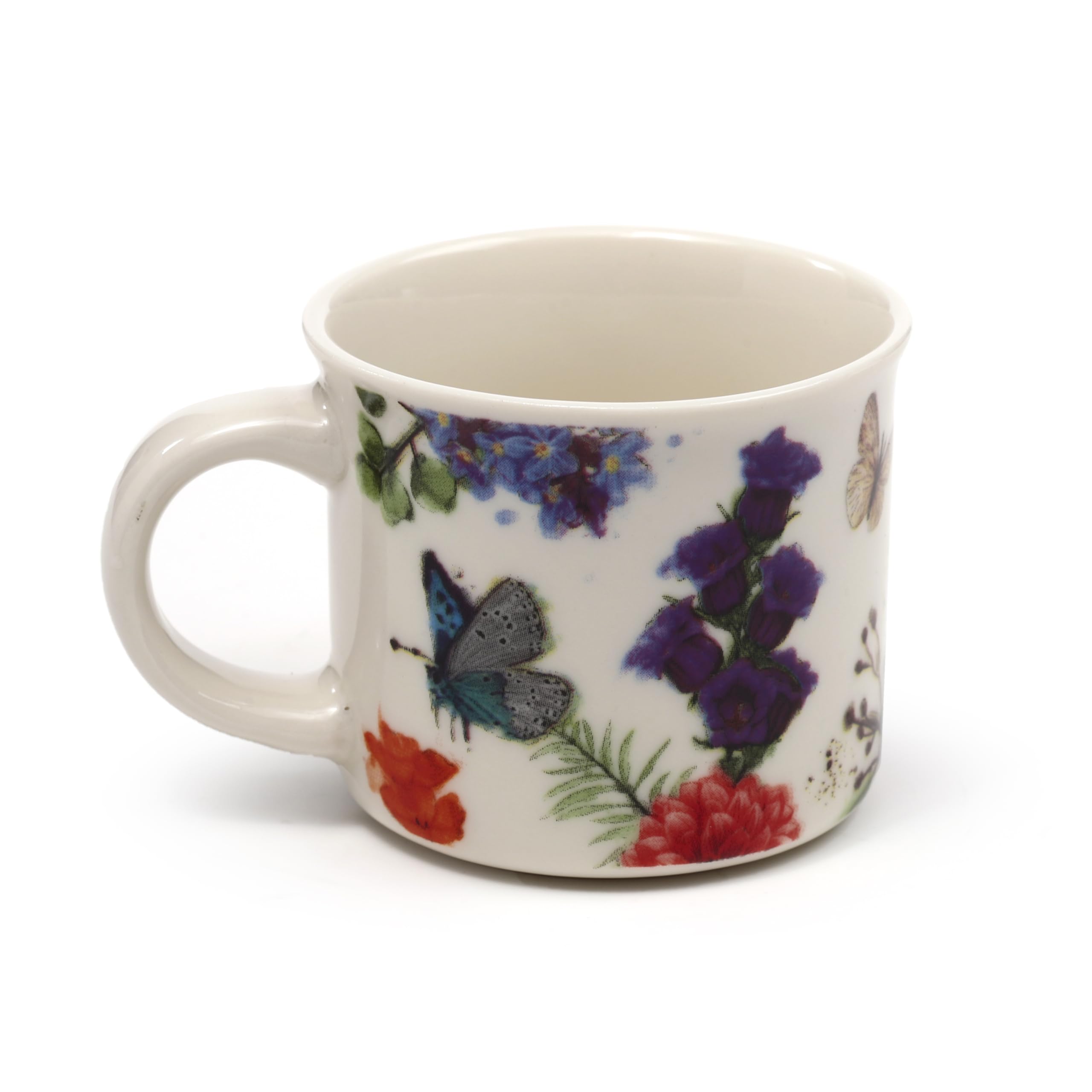 Set 3 Tazze Da Caffè In Ceramica Botanic Butterfly - Scritte Hope, Believe, Blessings - Regalo Cristiano, Lavabile In Microonde