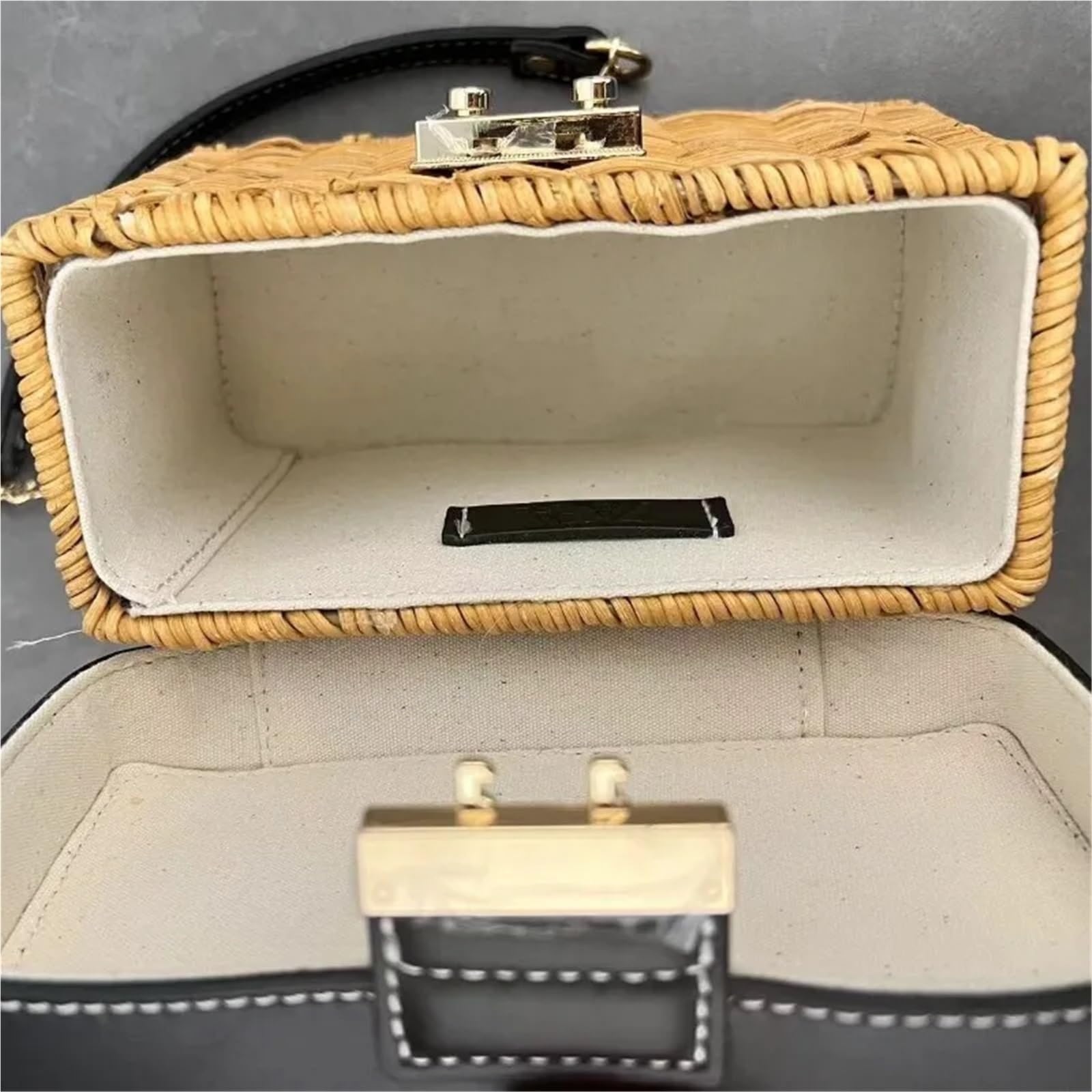 Bolso de ratán Hecho a Mano, Bolso de Playa for Mujer, Bolso Multiusos for Mujer, Bolso de ratán de Moda, Bolso de Mano(White)