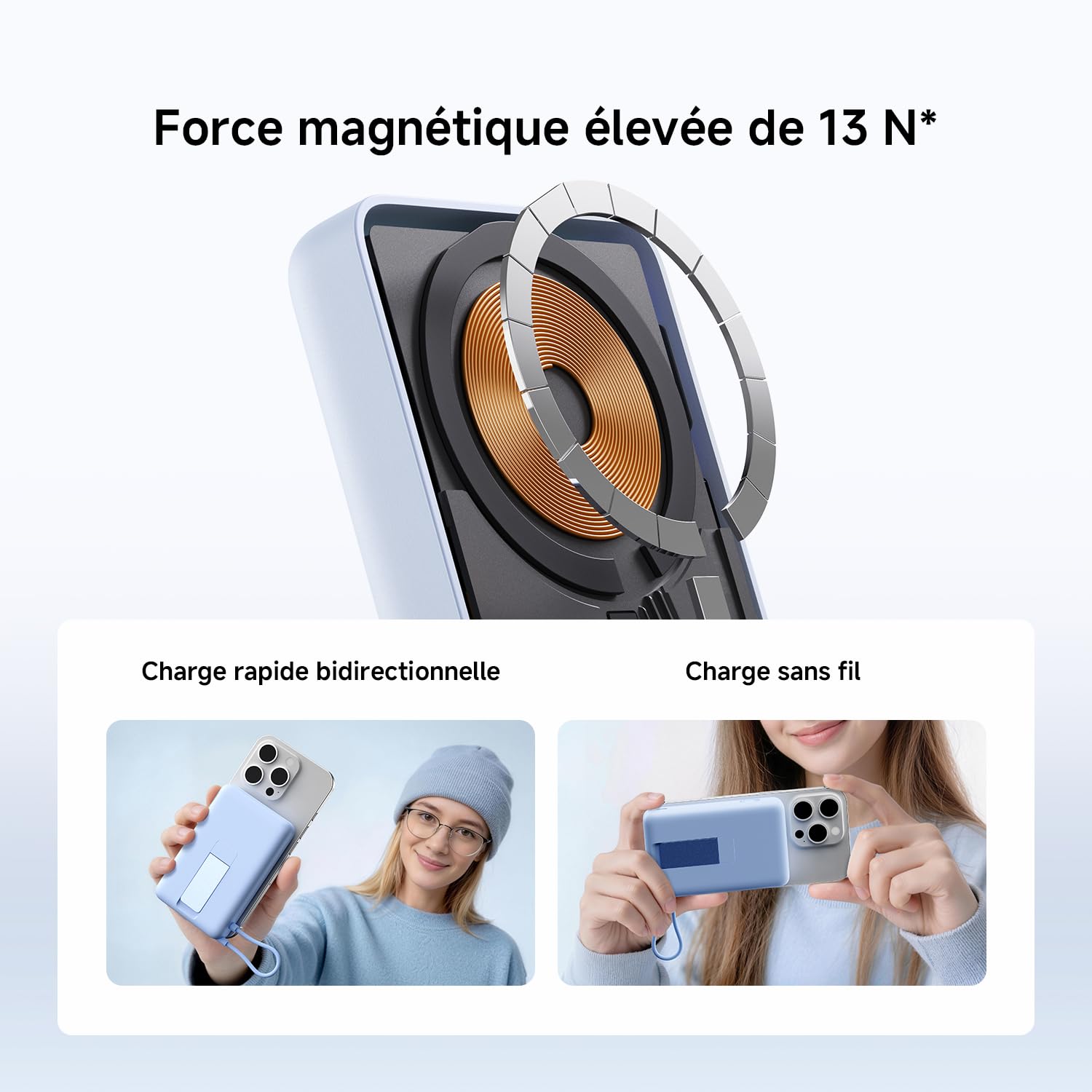 Xiaomi Batterie Externe 10000mAh, Power Bank MagSafe avec Support, USB-C