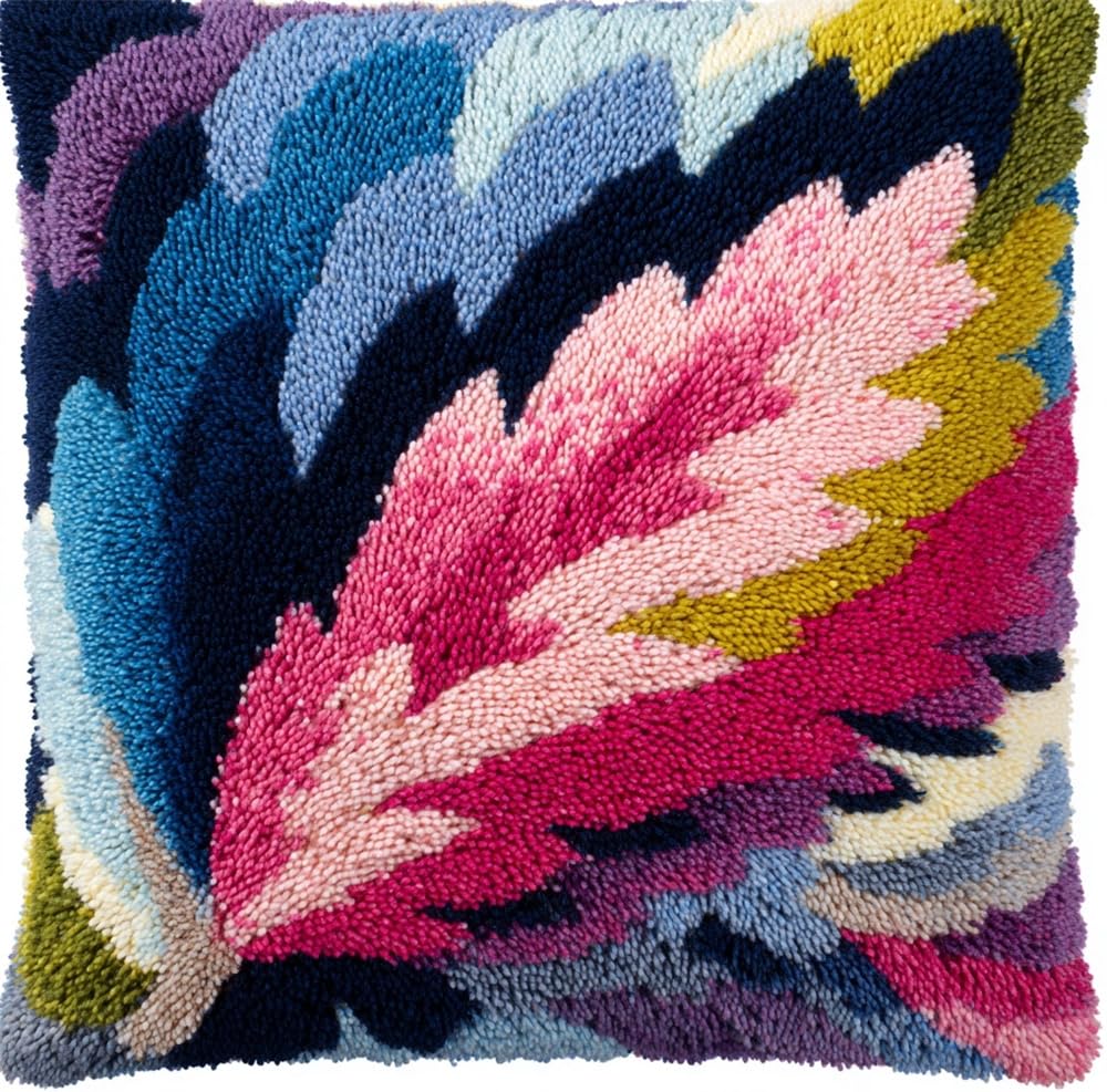 FWRTYCB Latch Hook Kits Pillow Feather Crochet Yarn Hooking Pillowcase