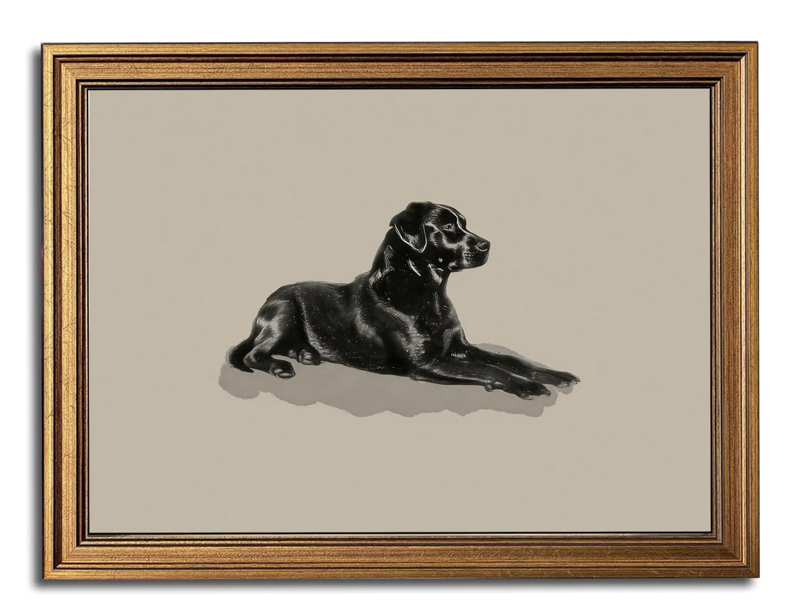 Œuvre d'art vintage Cnavas chien noir tableau déco ferme et bureau - 8