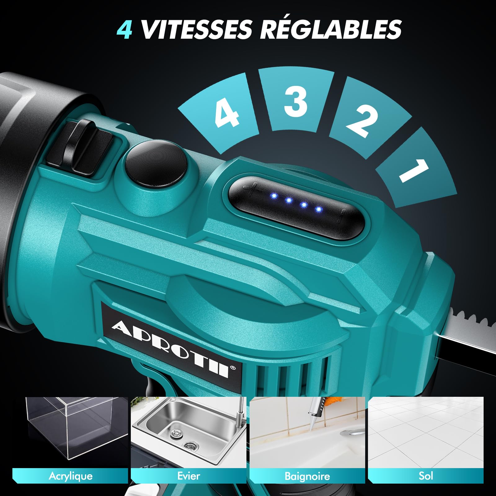 Pistolet Silicone Electrique Compatible Ma@kita 18V LED Pistolet Cartouche Calfeutrage 300 mL