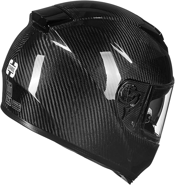 Full Face Helmets de Motorcycle, Motorcycle Bike Helmet Full Face Carbon Fiber Shell, Full Face Helmets Motocross with Anti-Fog Dual Visor, ECE Approved (3 types of lenses) C,L