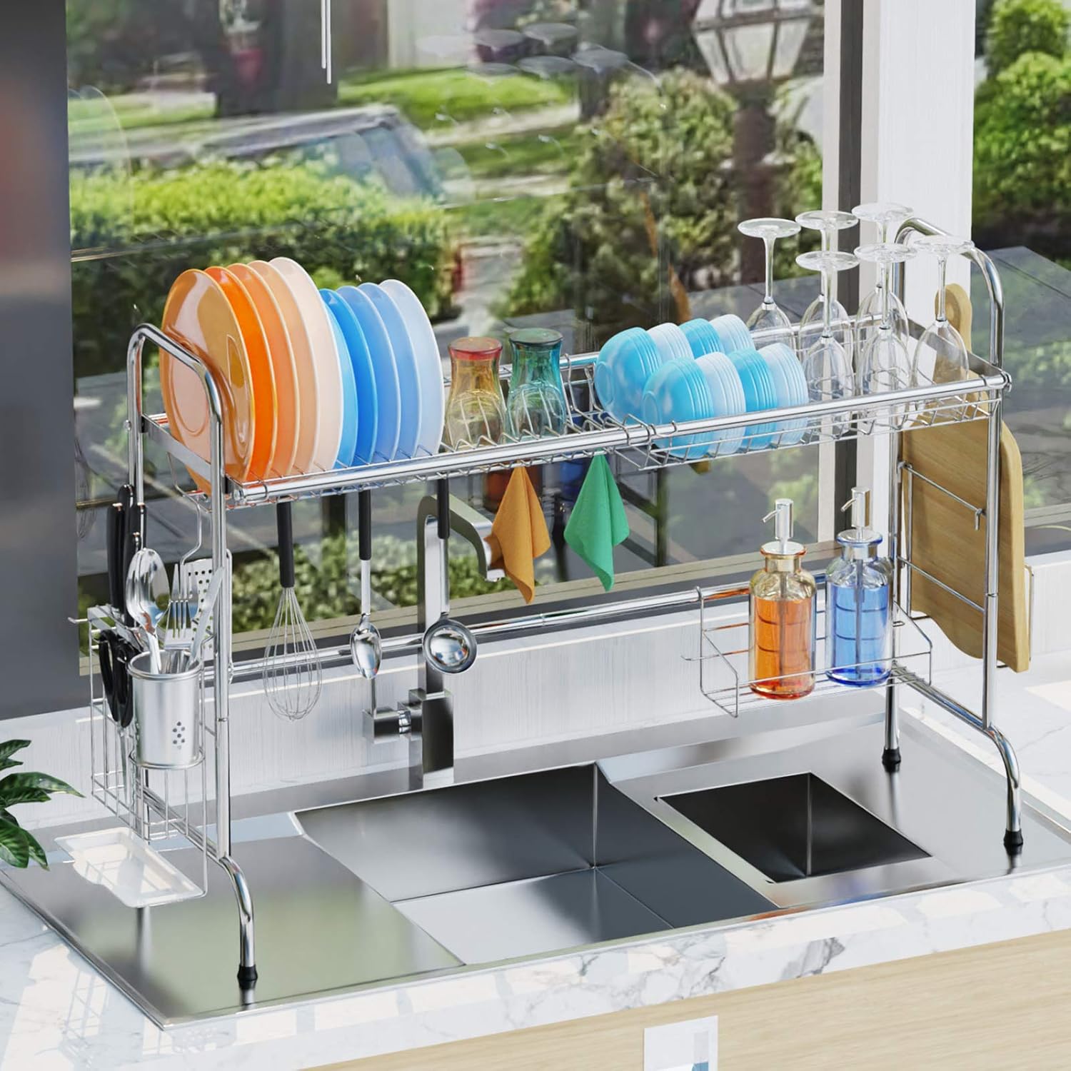 Blасk Frіdау - 50% оƒƒ Over The Sink Dish Drying Rack, Packism Premium 201 Stainless Steel Dish Rack with Utensil Holder Large Over Sink Dish Rack Shelf, Dish Drainer for Kitchen Counter Top, Non-Slip, Non-Rust, Silver Suреr Chеар 🛒 Over The Sink Dish Drying Rack, Packism Premium 201 Stainless Steel Dish Rack with Utensil Holder Large Over Sink Dish Rack Shelf, Dish Drainer for Kitchen Counter Top, Non-Slip, Non-Rust, Silver