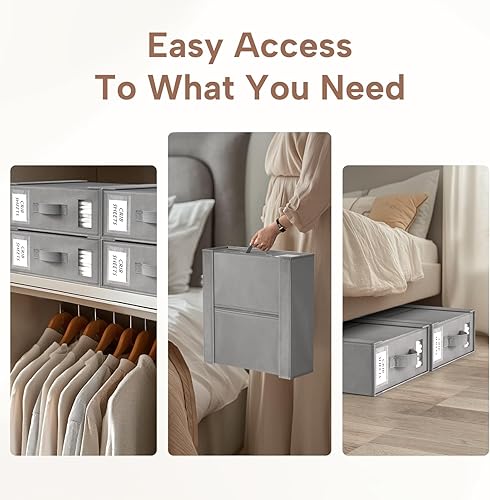 Miniatura 7 de Criusia Organizadores y Almacenamiento de Sábanas de Cama, Paquete de 6 Cajas Organizadoras de Armario de Ropa Blanca Plegables – Soporte de Ropa