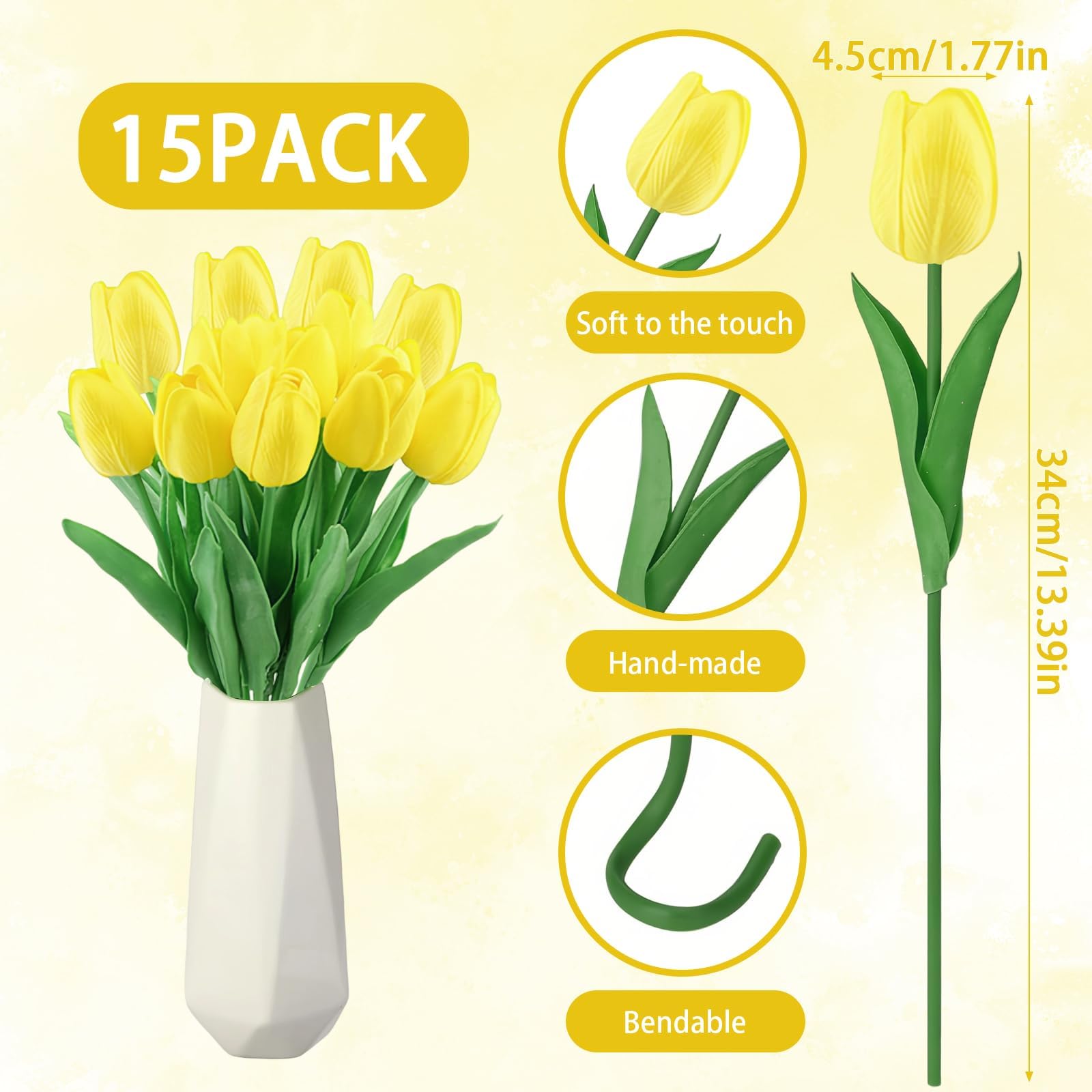 VaryFloral 10 Pezzi Fiori Finti per Decorazioni Fiori Artificiali Tulipani Fiori Realistici Bianco Fiore in Lattice Tulipano Bouquet Sposa per Matrimonio Stanza Famiglia Alberghi Festa Decorazione