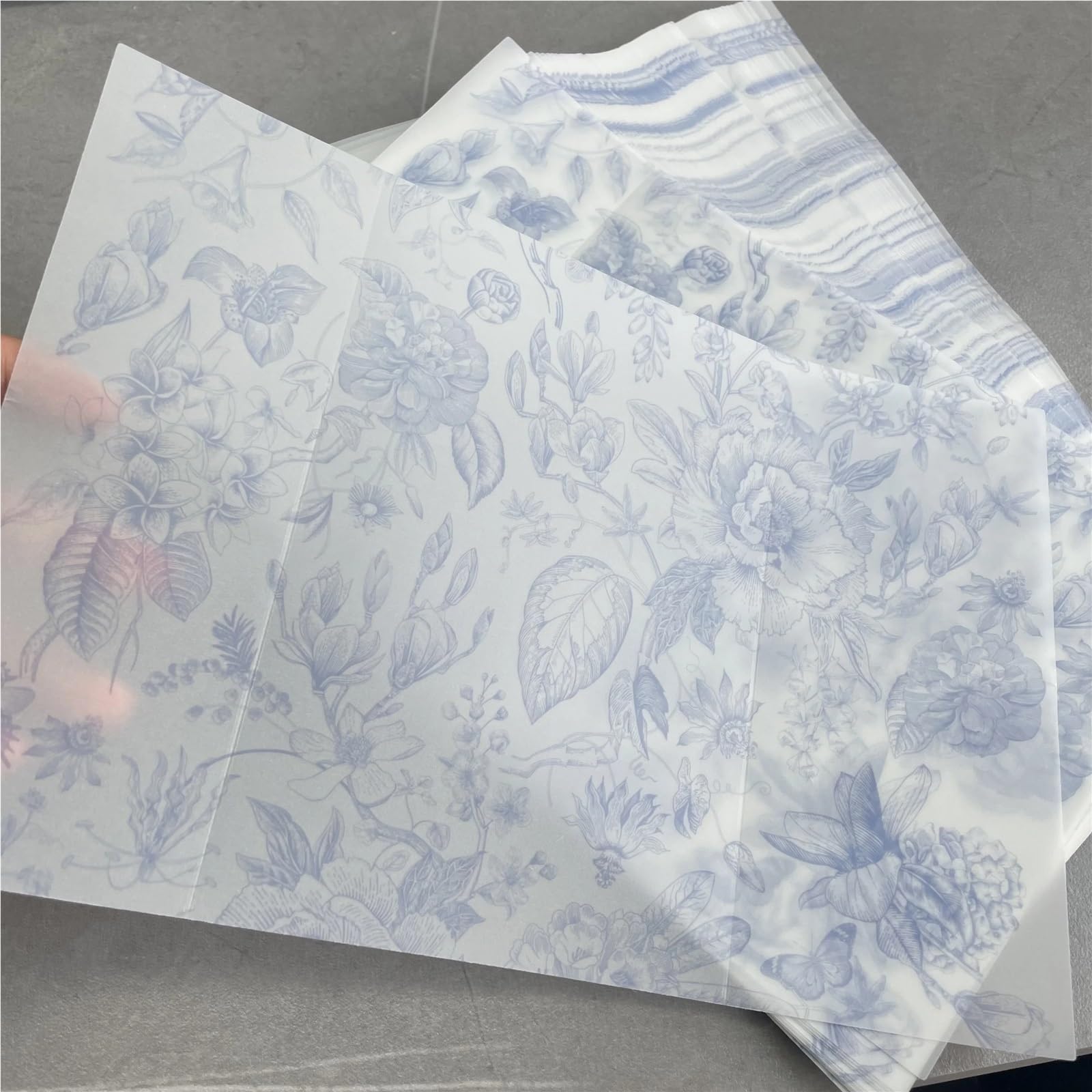 Hochzeitseinladungen Karte 25 Stück Blaue oder grüne Blumen-Pergamentpapiere, passend for eine 5 x 7 Hochzeitseinladung(Blue)